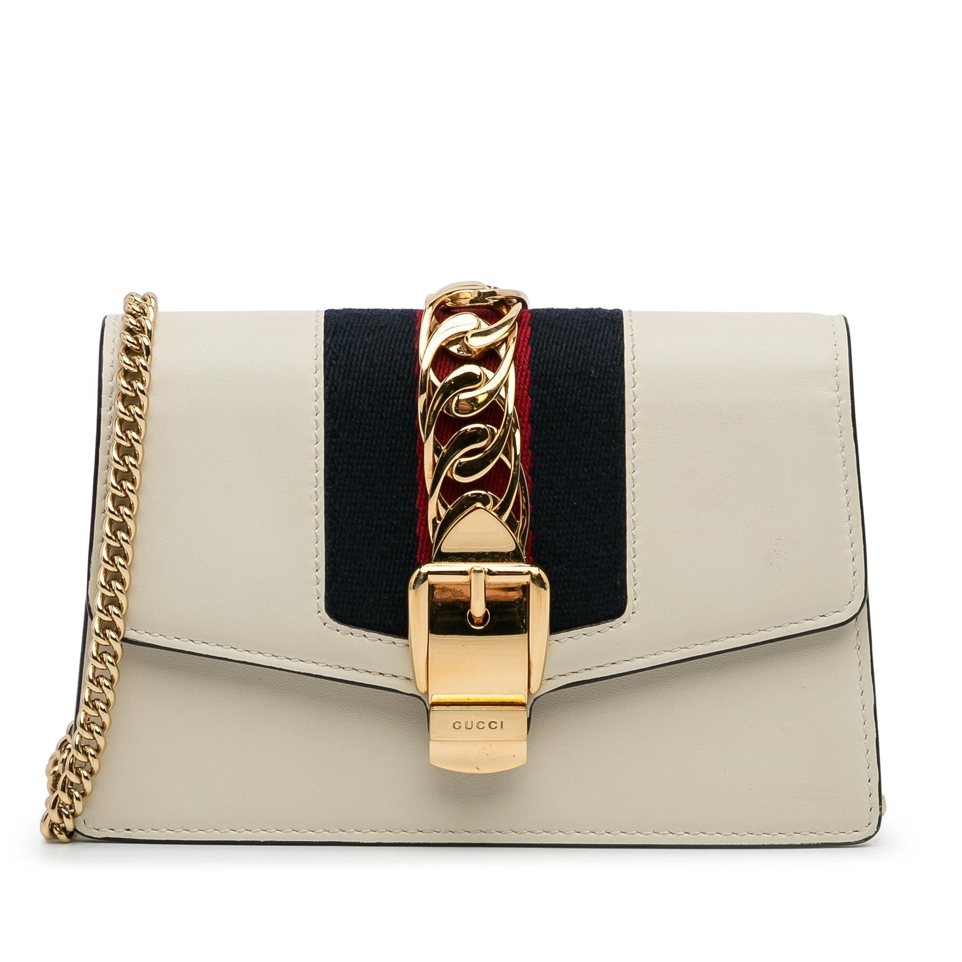 Gucci Super Sylvie SHG-yNIHwW Calf White Mini Chain Crossbody Bag