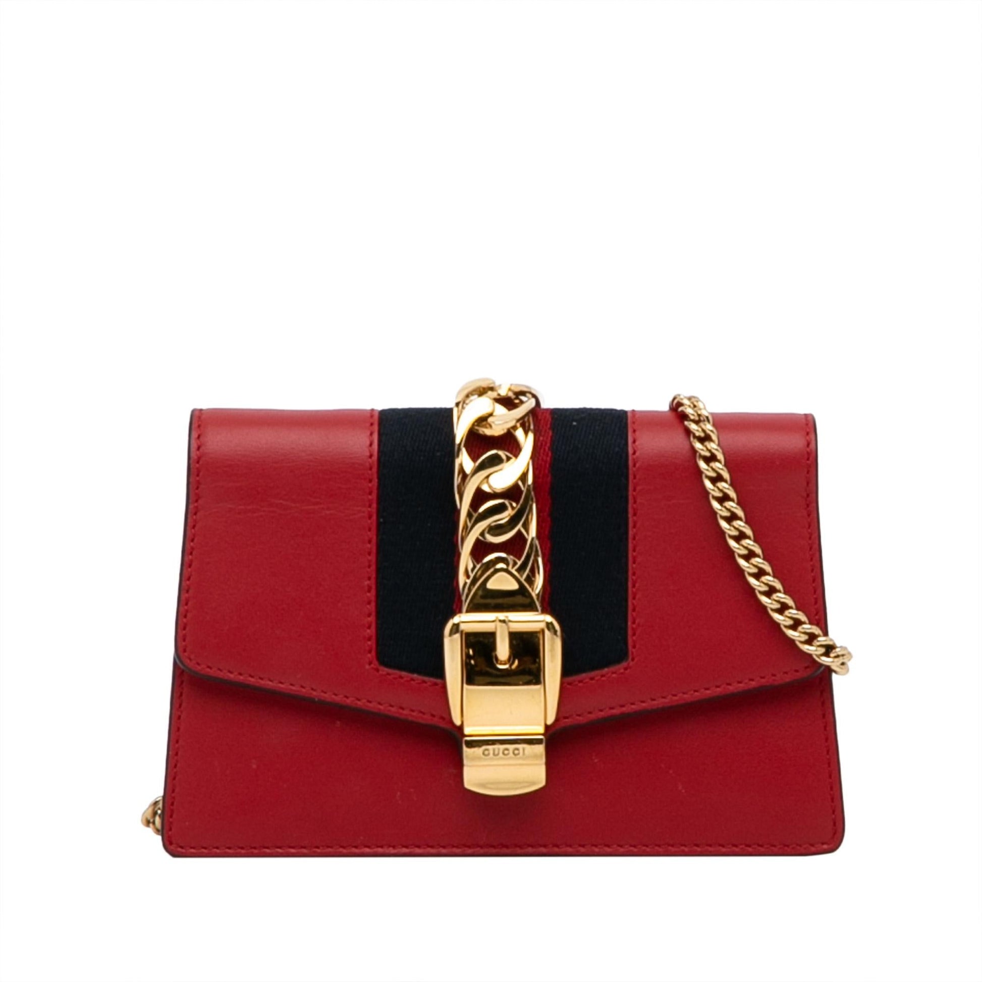 Gucci Super Sylvie SHG-WQPGZl Calf Red Mini Crossbody Bag