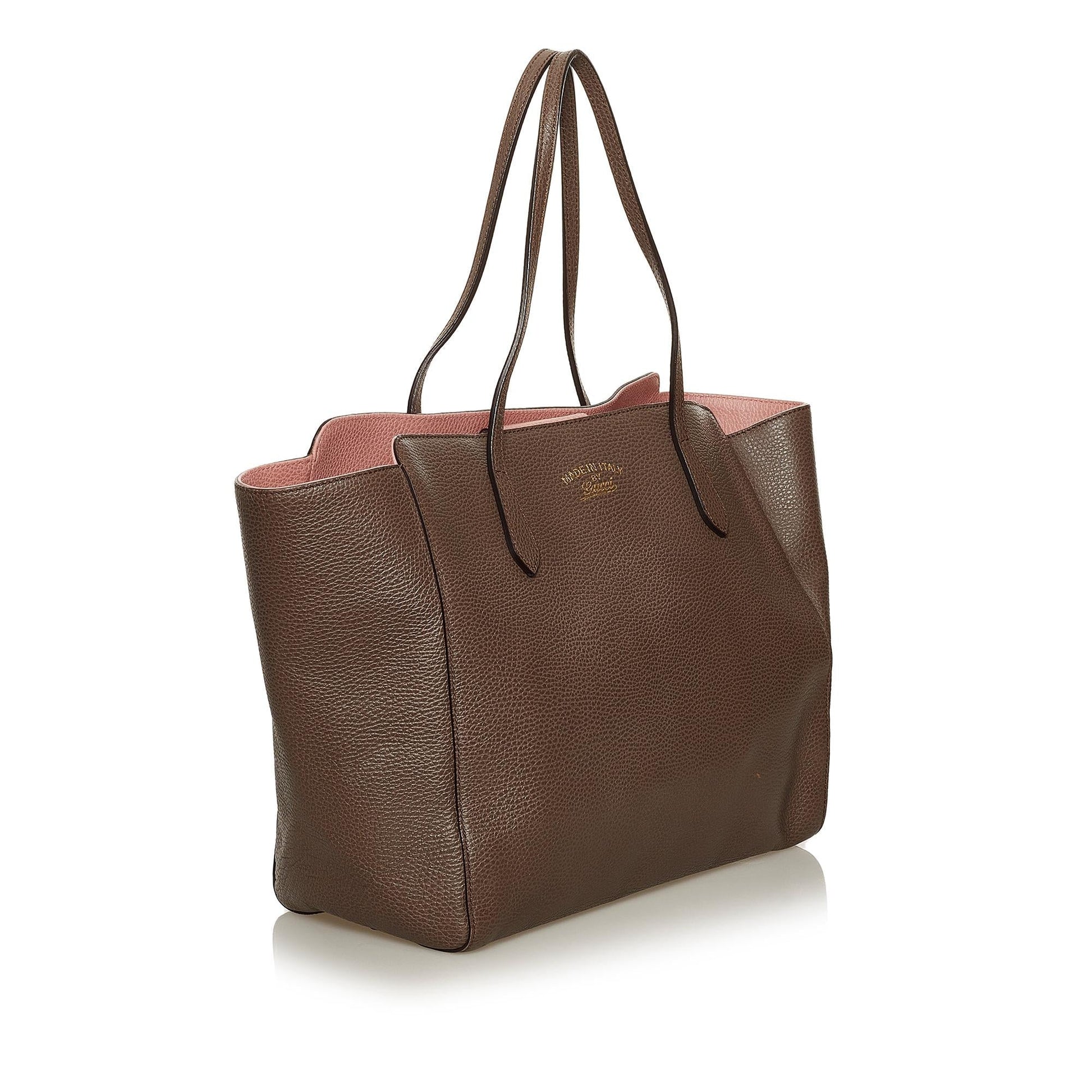 Gucci Swing SHG Leather Calf Brown Tote Bag 4