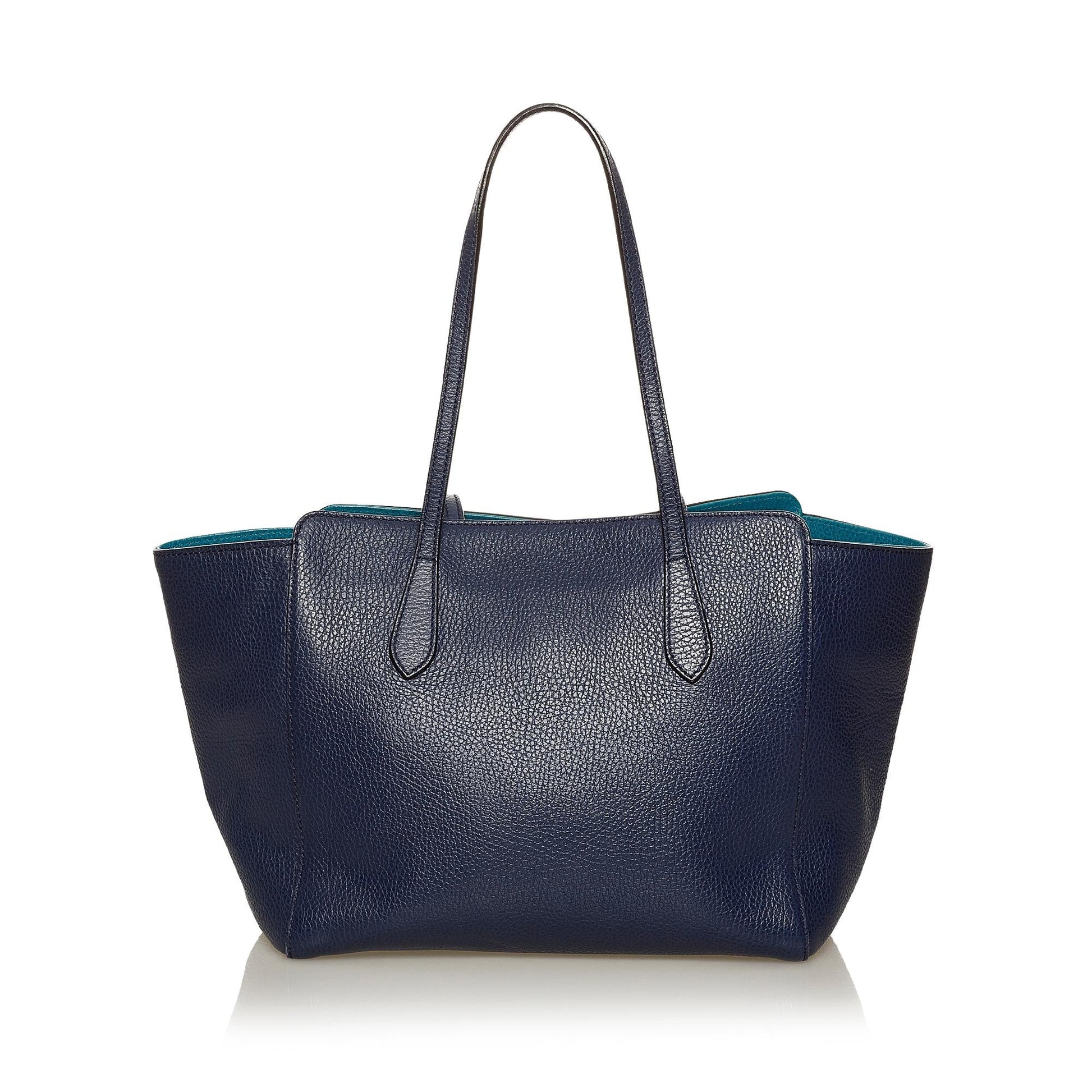 Gucci Swing SHG Leather Calf Blue Tote Bag Bag Shg