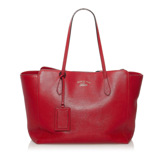 Gucci Swing SHG Leather Calf Red Tote Bag 6