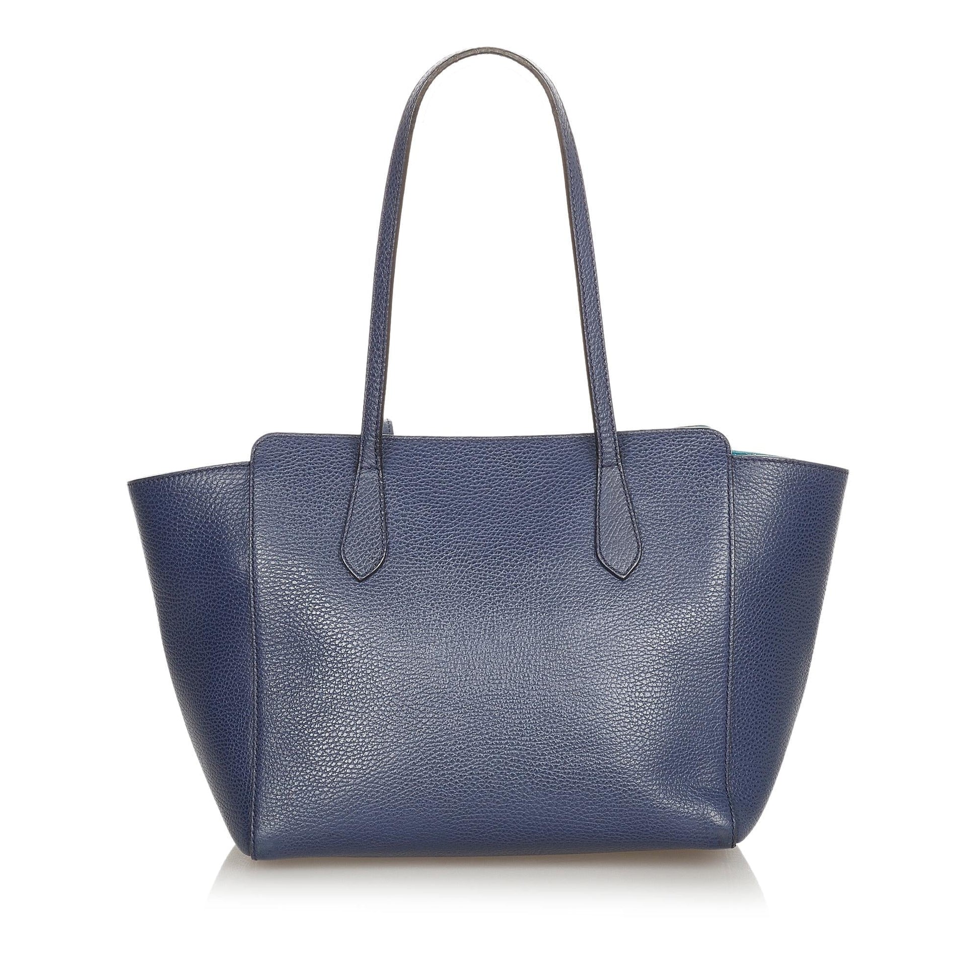 Gucci Swing SHG Leather Calf Blue Tote Bag 4