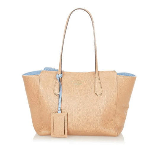 Gucci Swing SHG Leather Calf Brown Tote Bag 6