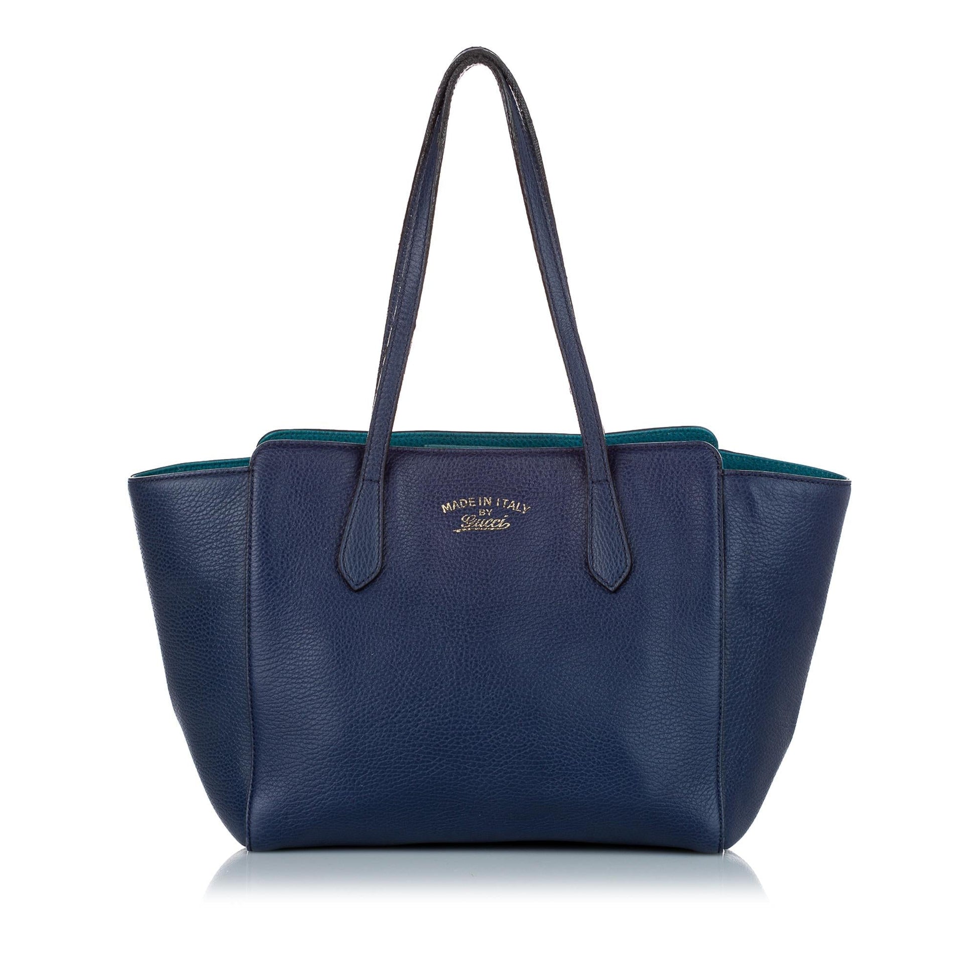 Gucci Swing SHG Leather Calf Blue Tote Bag 5