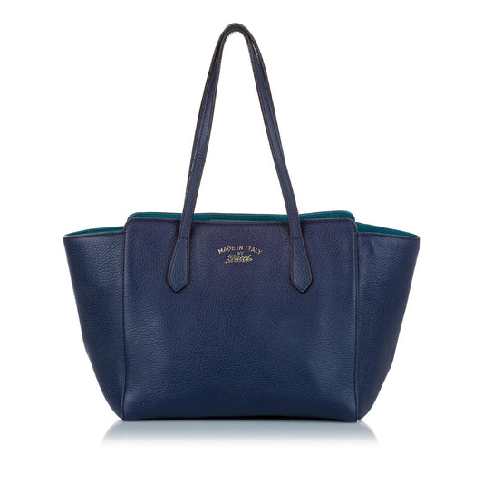Gucci Swing SHG Leather Calf Blue Tote Bag 5