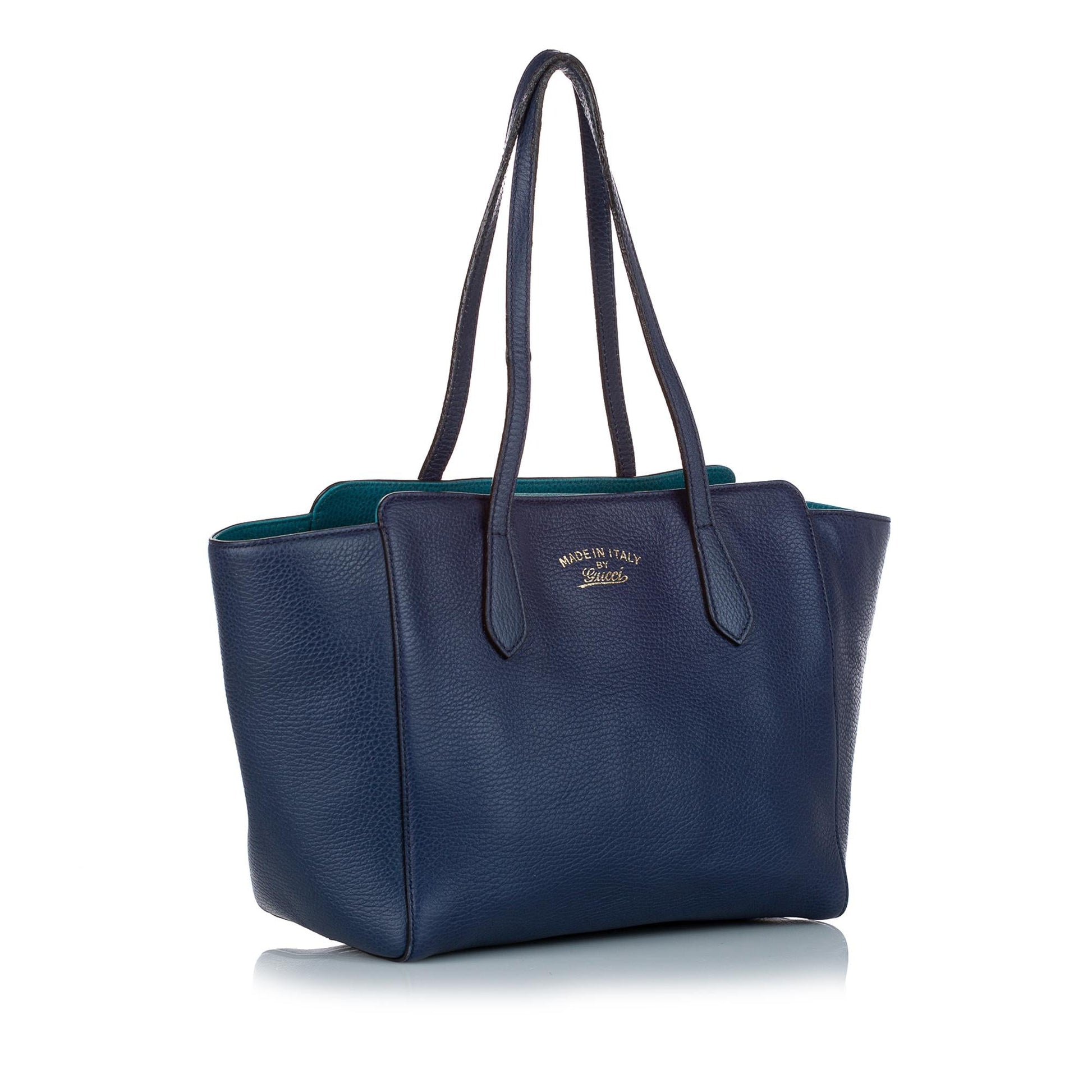 Gucci Swing SHG Leather Calf Blue Tote Bag 5