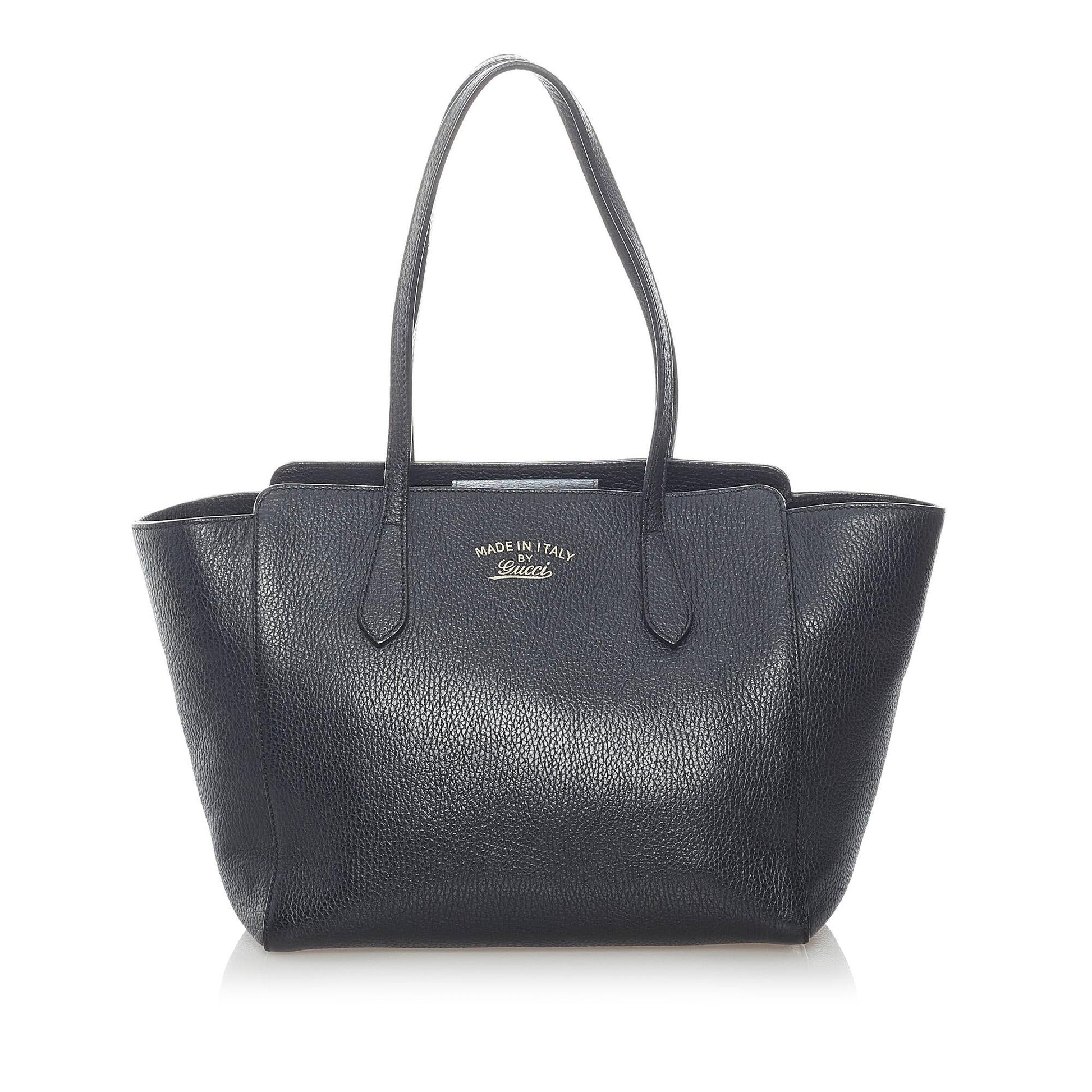 Gucci Swing SHG Leather Calf Black Tote Bag