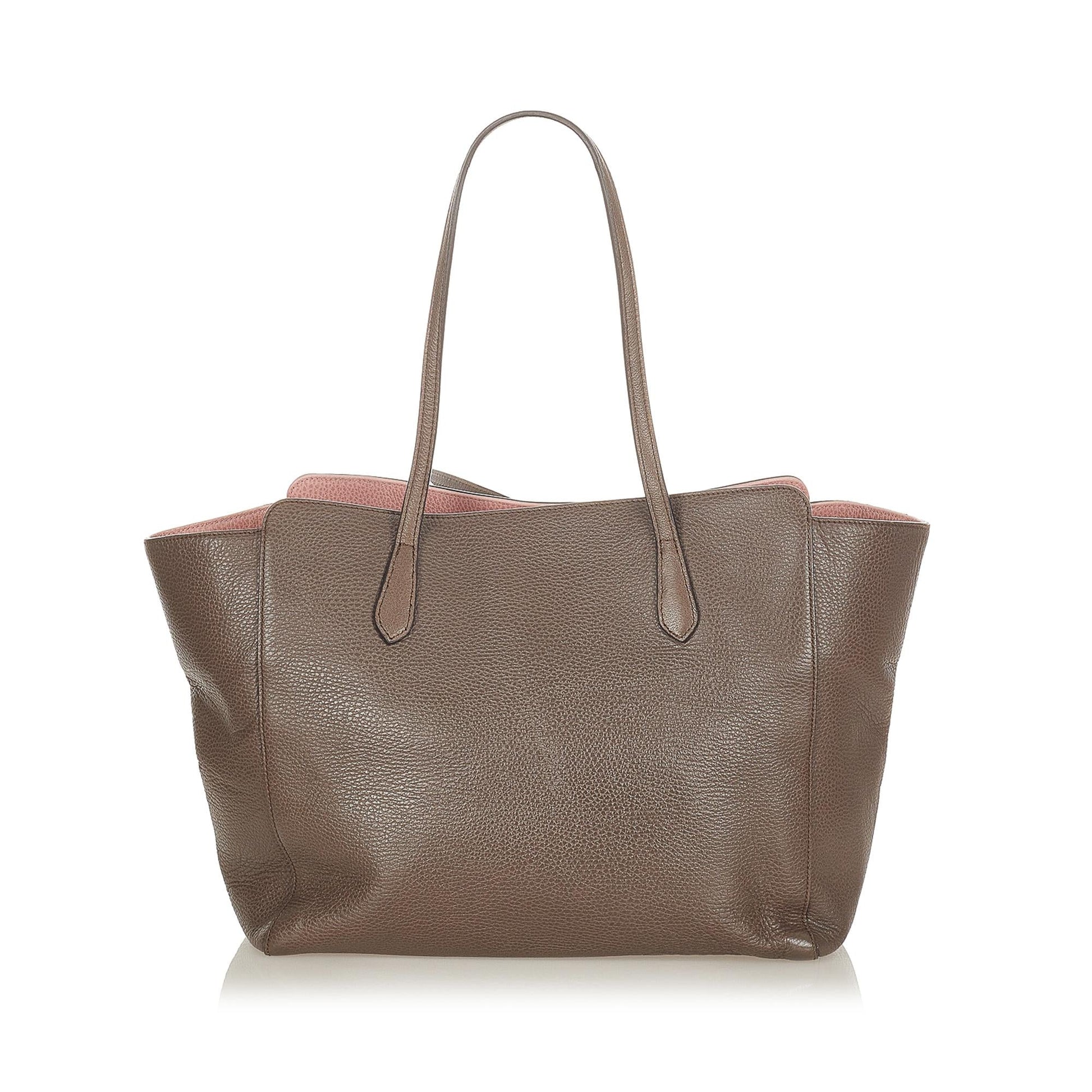 Gucci Swing SHG-ZneLnc Leather Calf Brown Tote Bag
