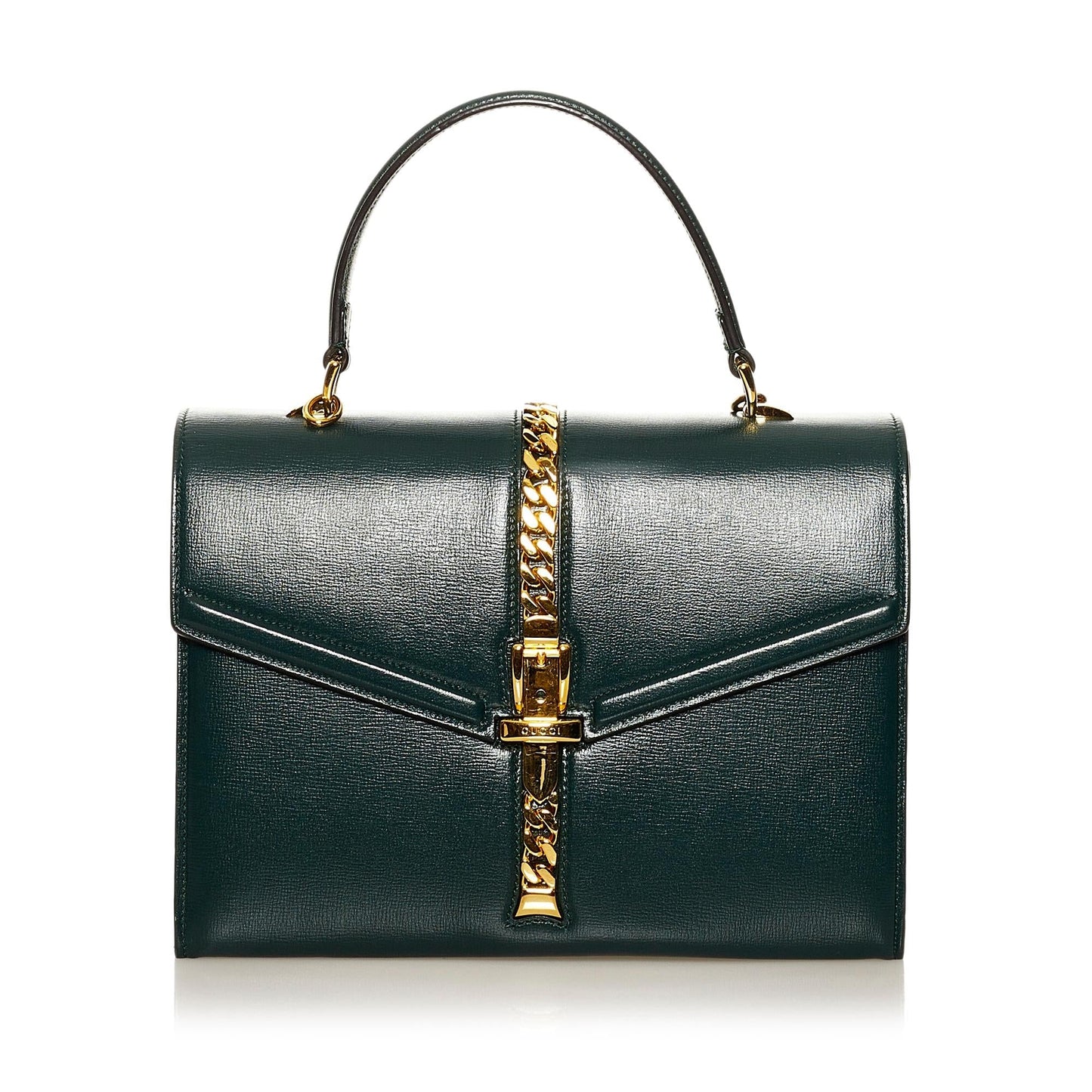 Gucci Sylvie SHG Leather Calf Green Satchel Bag