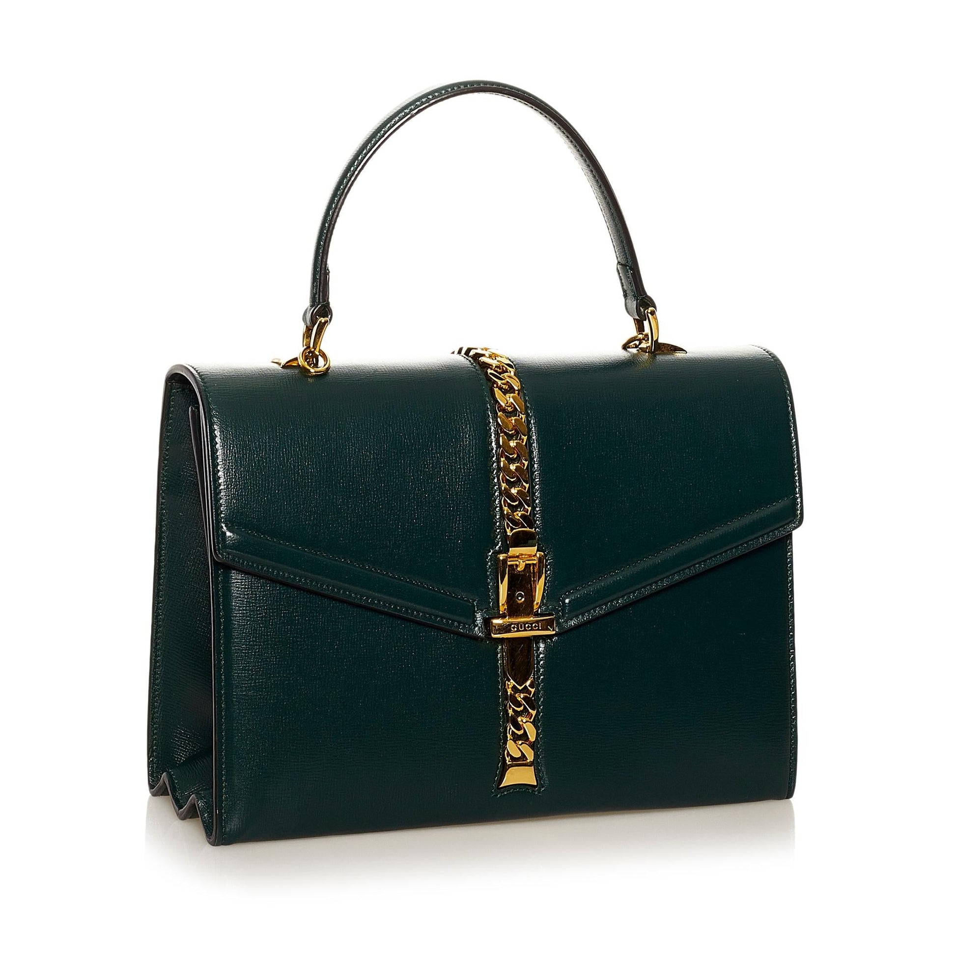 Gucci Sylvie SHG Leather Calf Green Satchel Bag