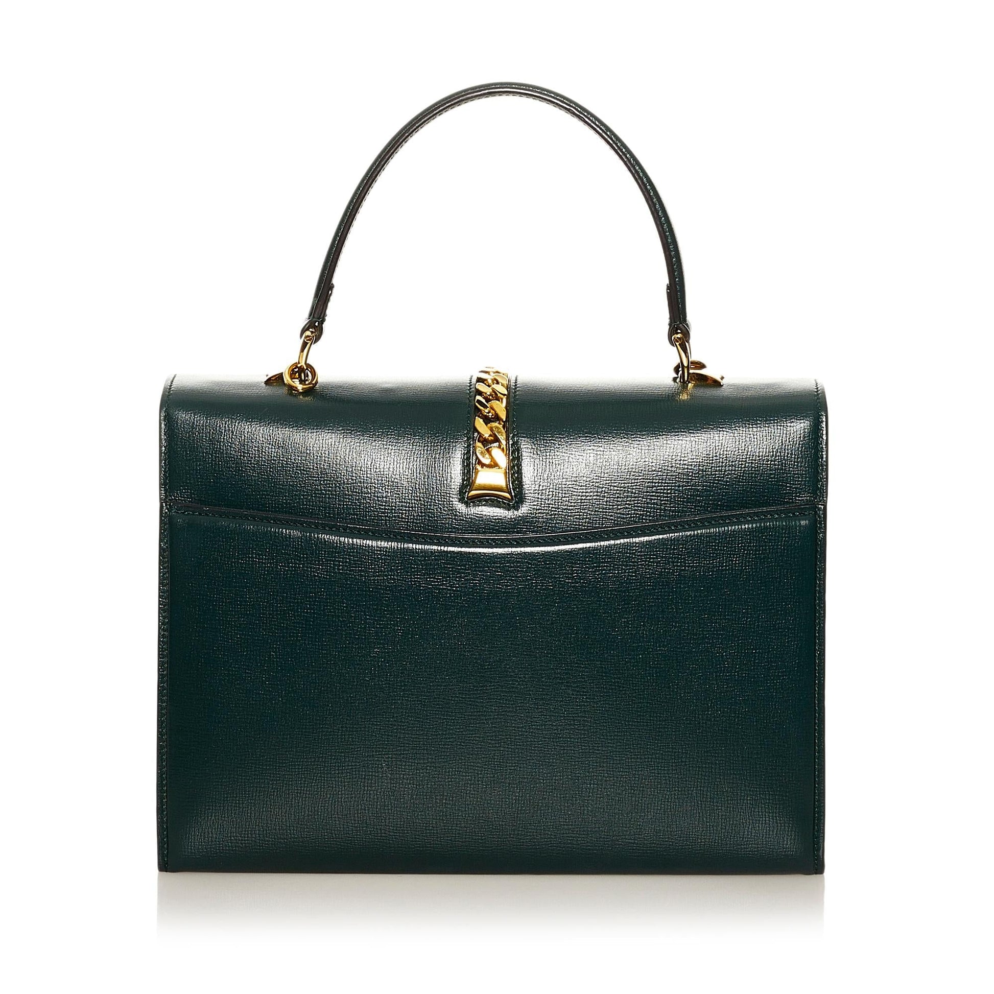 Gucci Sylvie SHG-wXrkS4 Leather Calf Green Satchel Bag