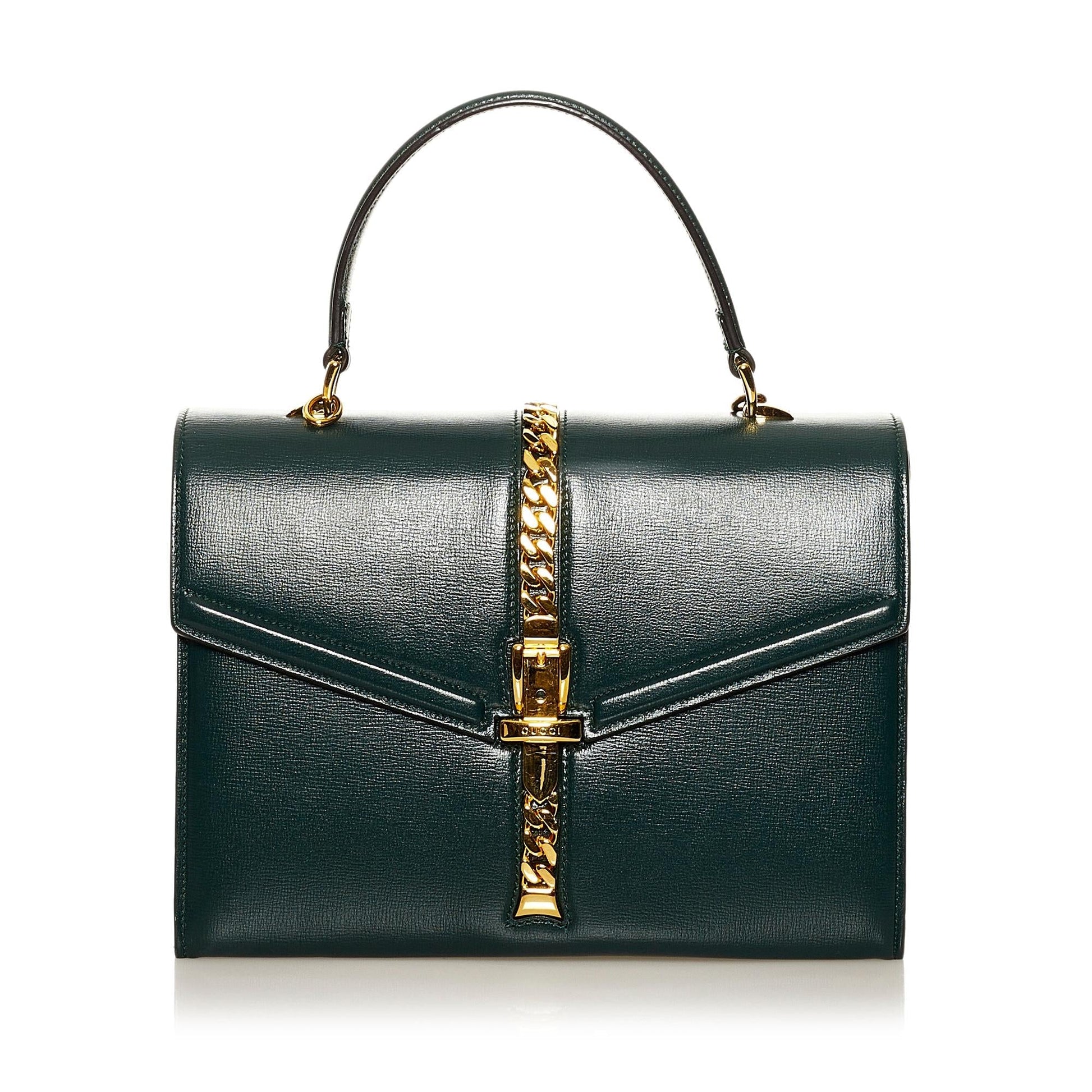 Gucci Sylvie SHG-wXrkS4 Leather Calf Green Satchel Bag