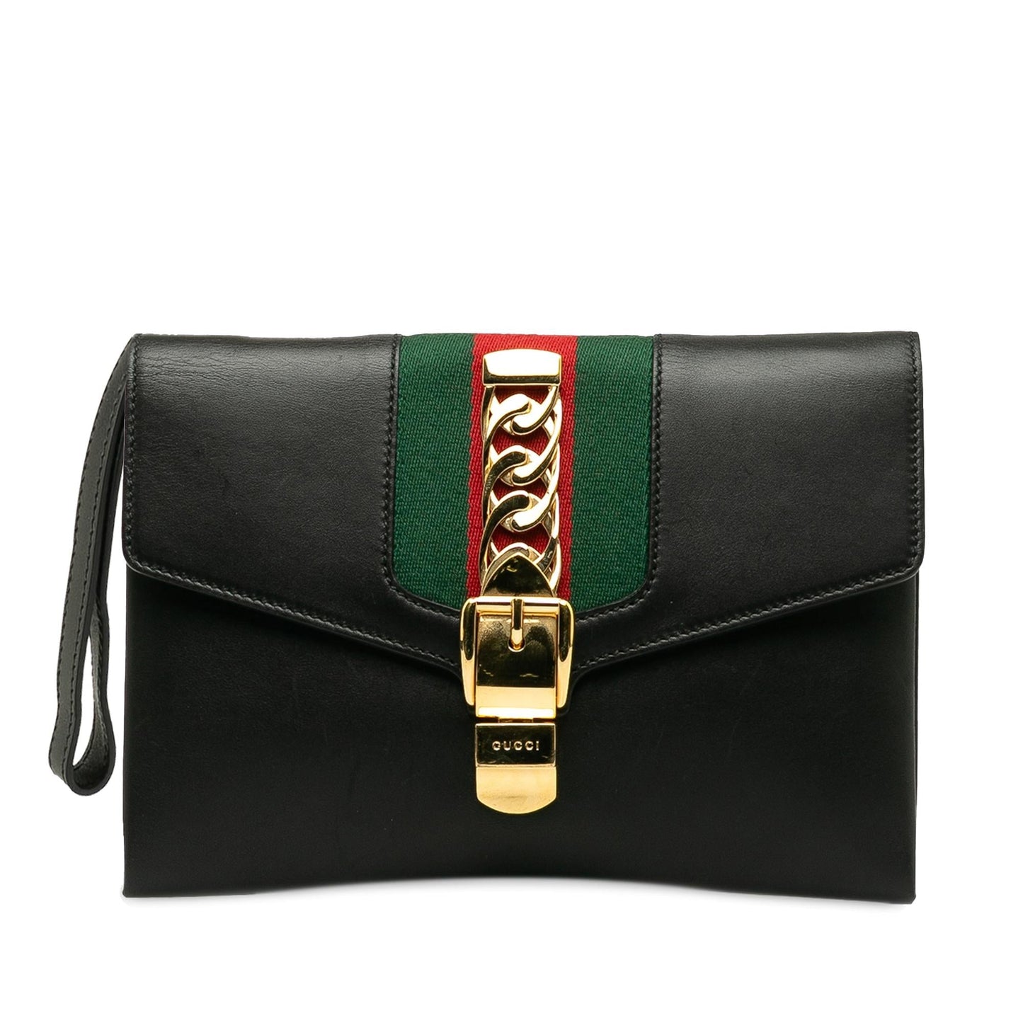 Gucci Sylvie SHG-qI5mNT Calf Black Clutch Bag