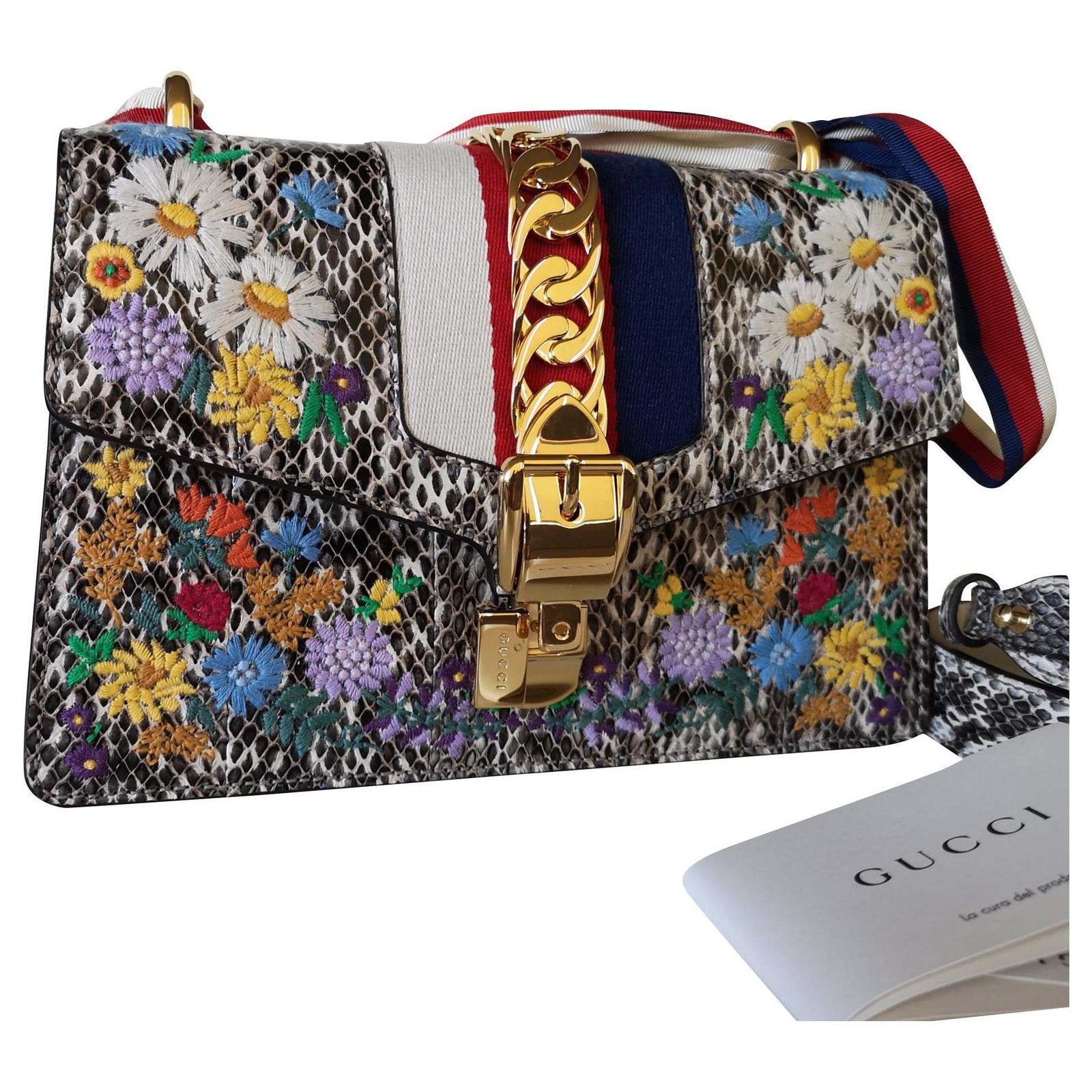 Gucci SYLVIE FLORAL -HS Python Shoulder Bag