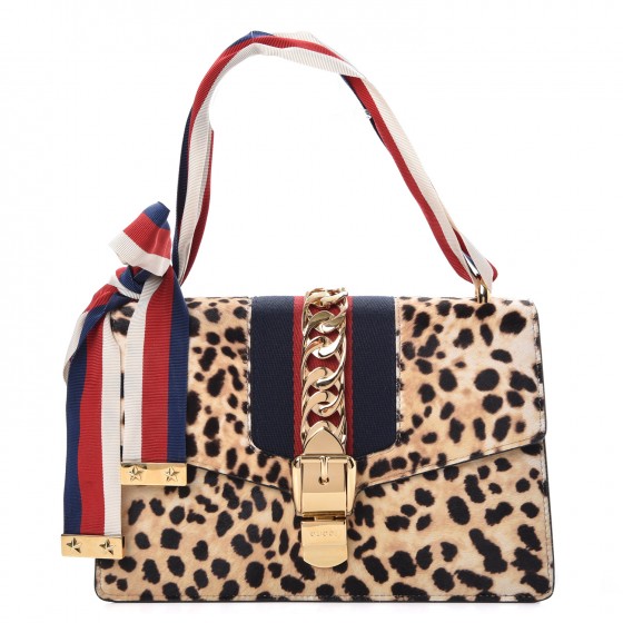 Gucci Sylvie Leopard Print Shoulder Bag
