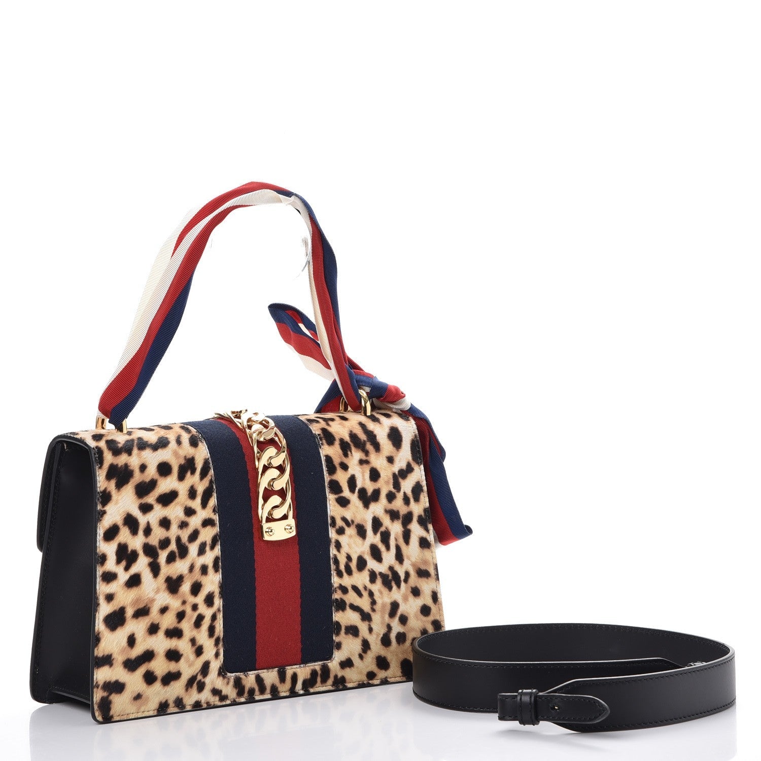 Gucci Sylvie Leopard Print Shoulder Bag