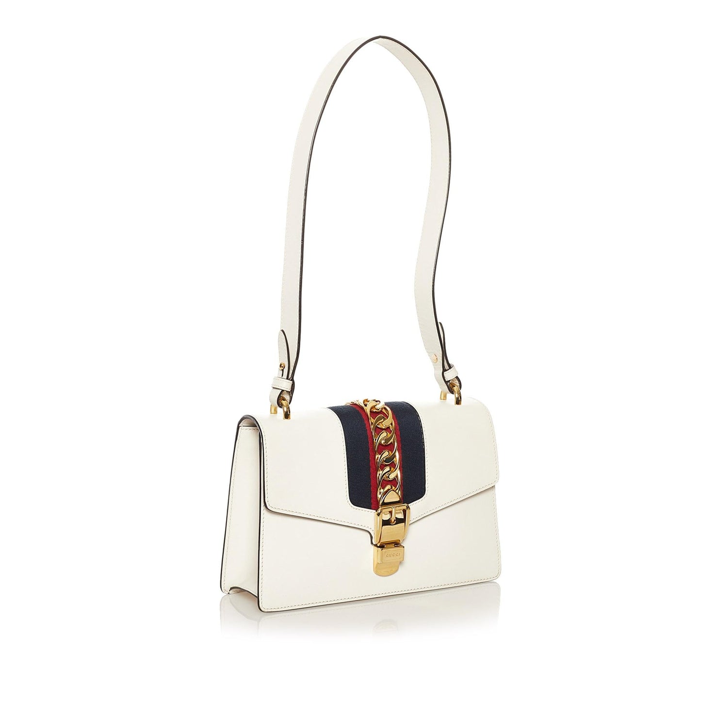 Gucci Sylvie SHG Calf White Shoulder Bag