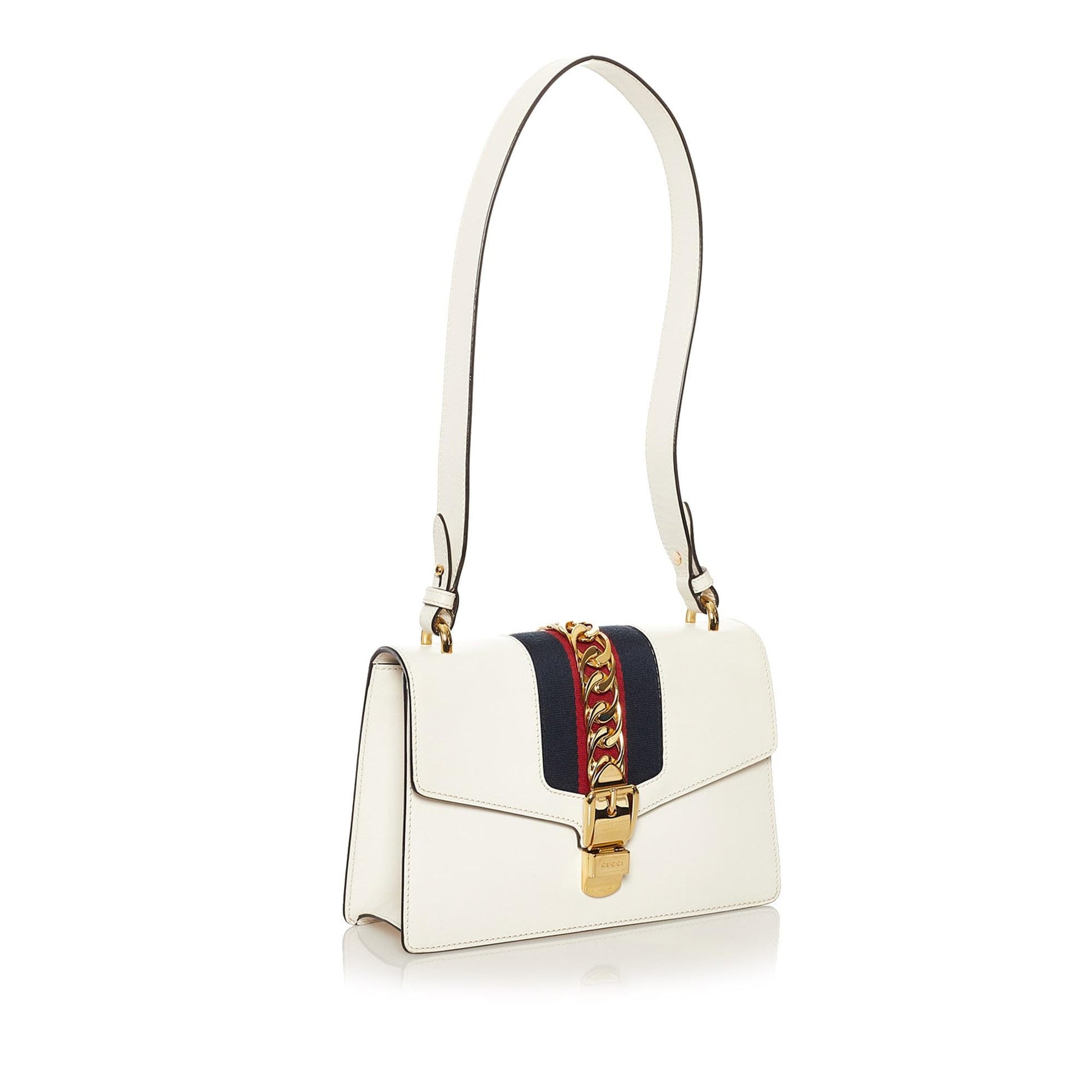 Gucci Sylvie SHG Calf White Shoulder Bag