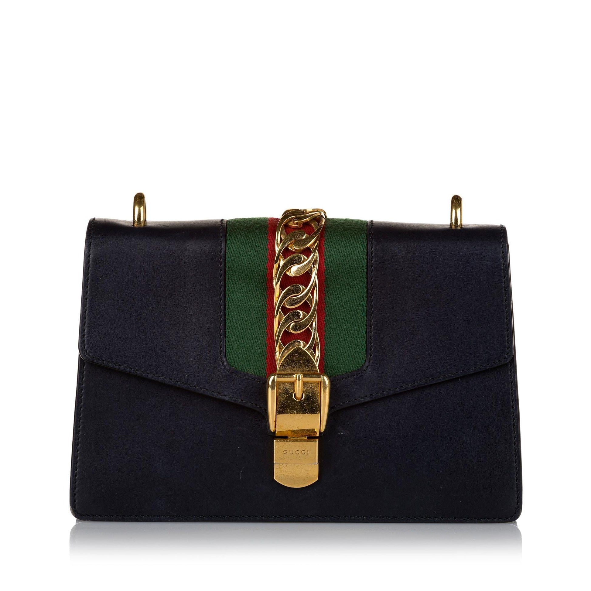 Gucci Sylvie SHG Calf Black Shoulder Bag