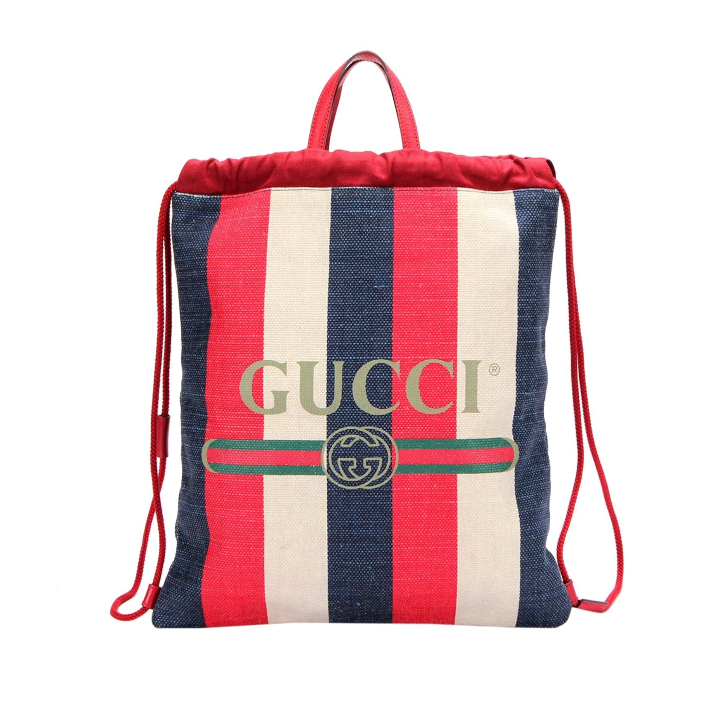 Gucci Sylvie Stripe Drawstring Backpack SHG-q4xOwU Canvas Calf Red Jewelry