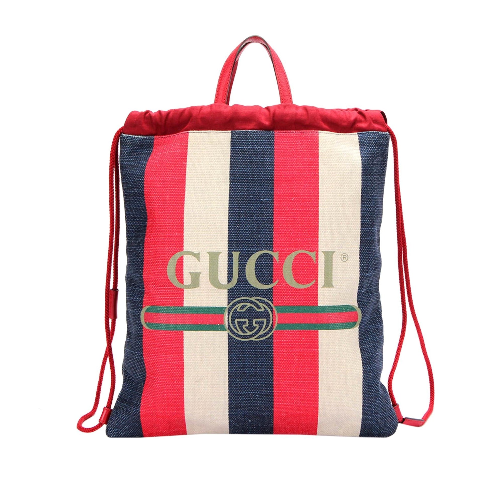 Gucci Sylvie Stripe Drawstring Backpack SHG-q4xOwU Canvas Calf Red Jewelry