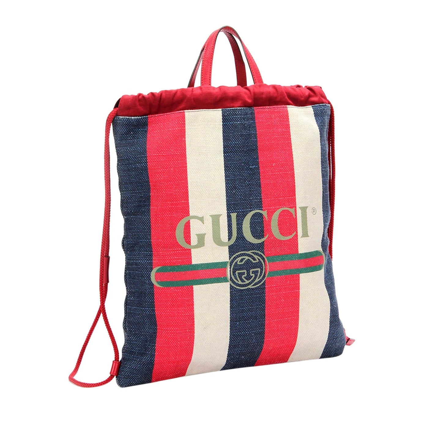 Gucci Sylvie Stripe Drawstring Backpack SHG-q4xOwU Canvas Calf Red Jewelry