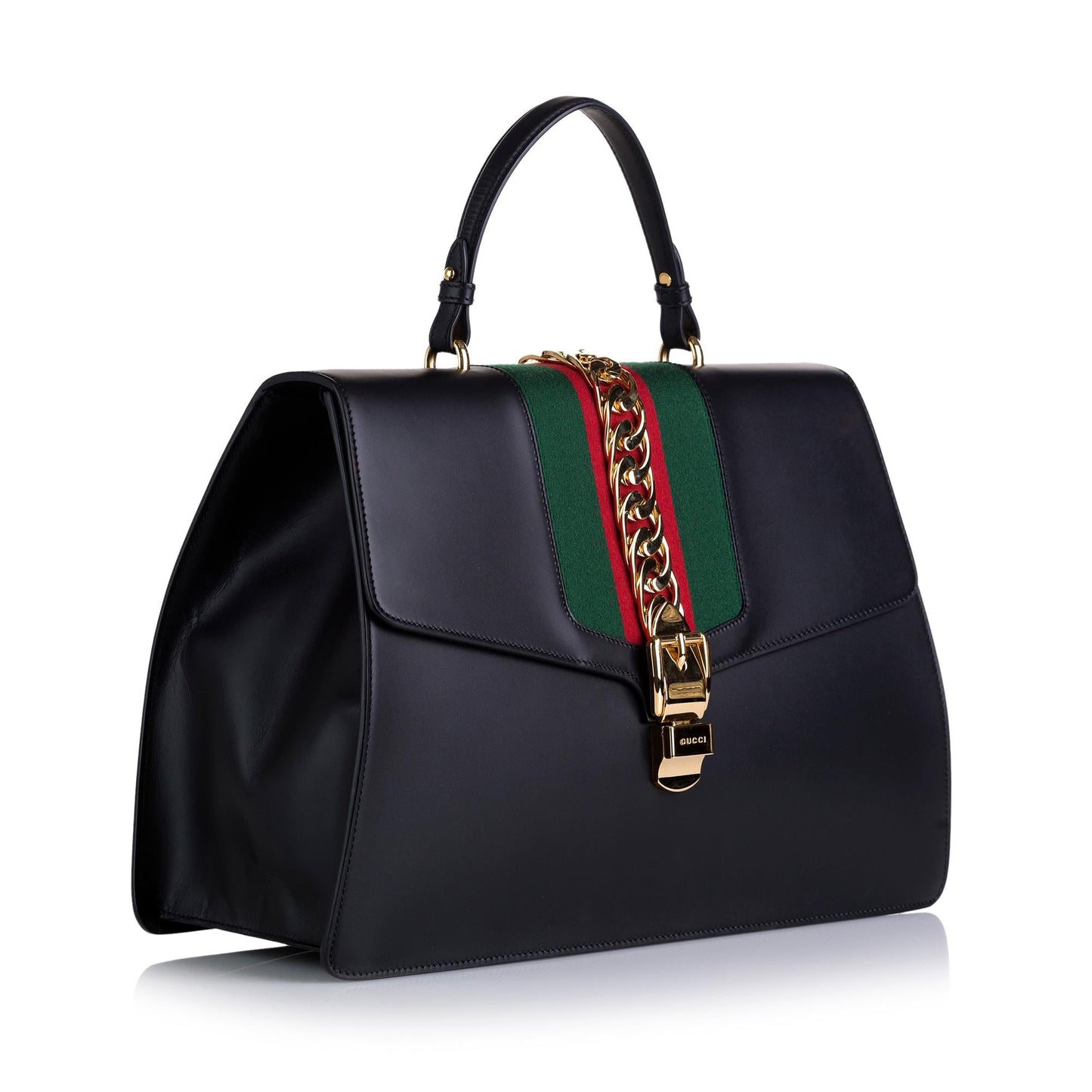 Gucci Sylvie Web SHG-Kf Ug Calf Black Satchel Bag