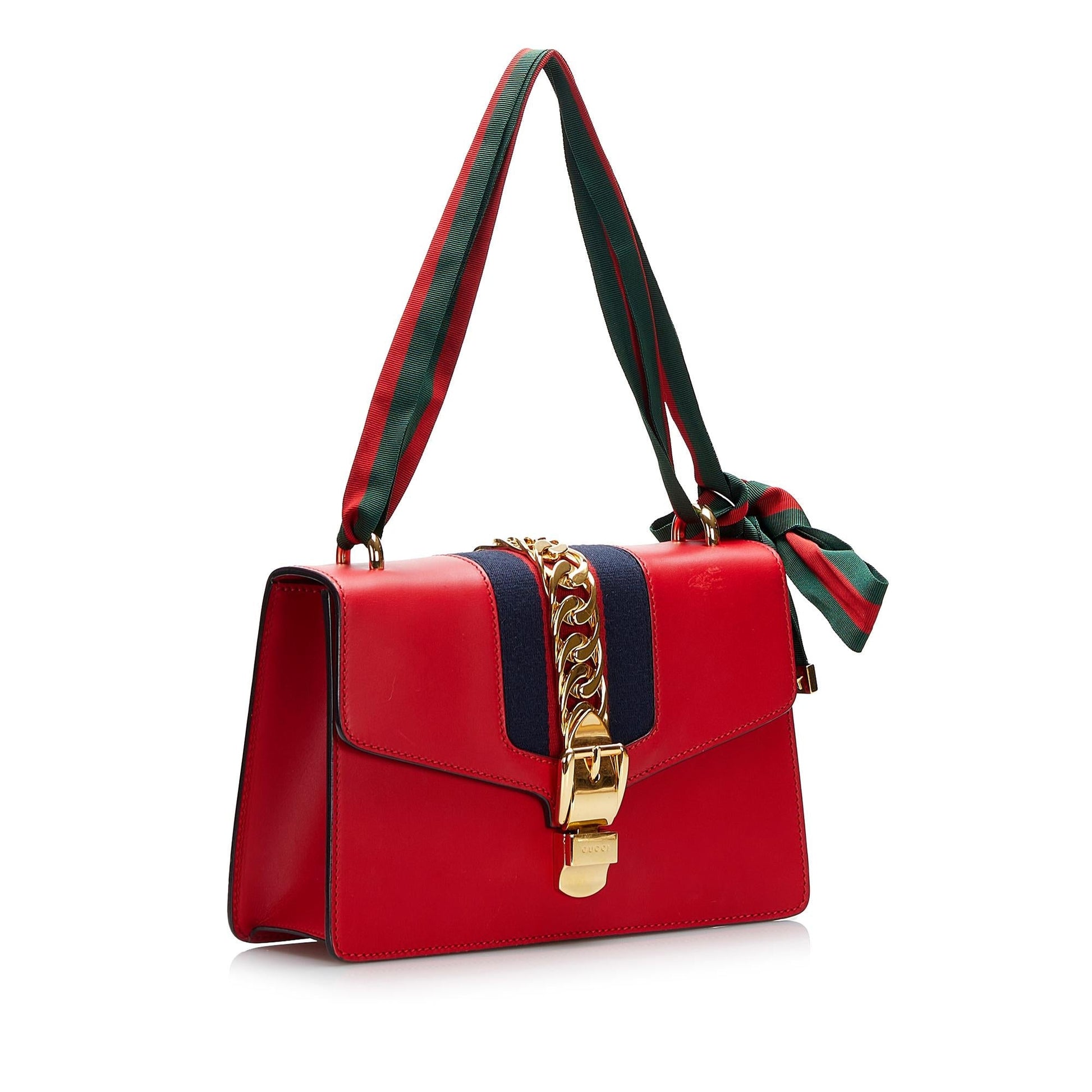 Gucci Sylvie SHG-IwWjT8 Calf Red Shoulder Bag
