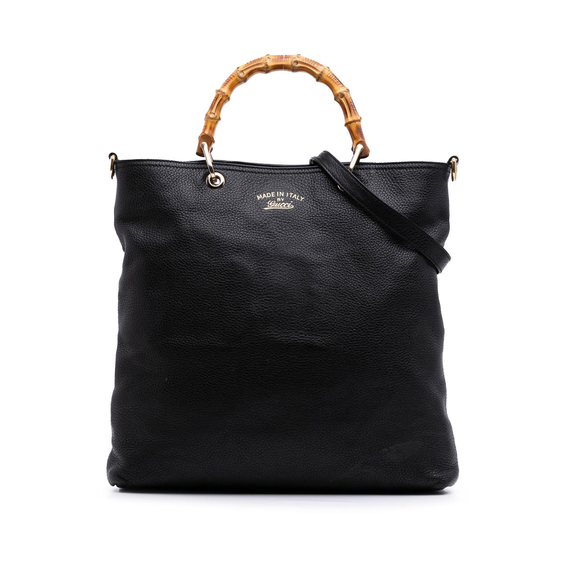 Gucci Tall Bamboo Shopper Leather Calf Black Tote Bag Tote 3