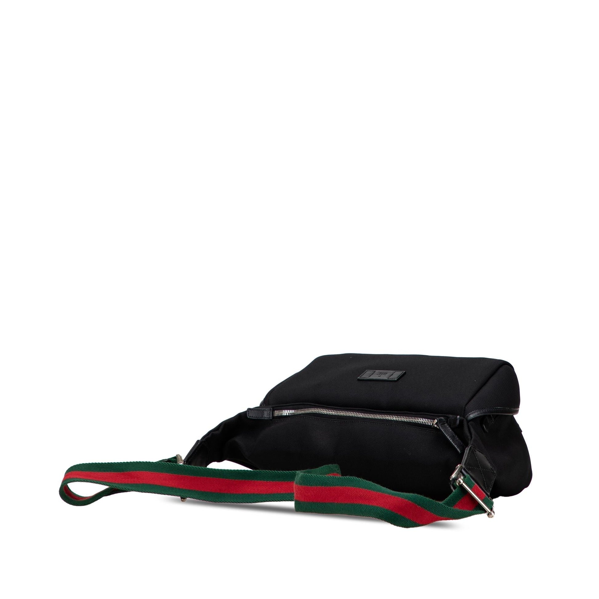 Gucci Techno Web Belt Canvas Calf Black Accessory