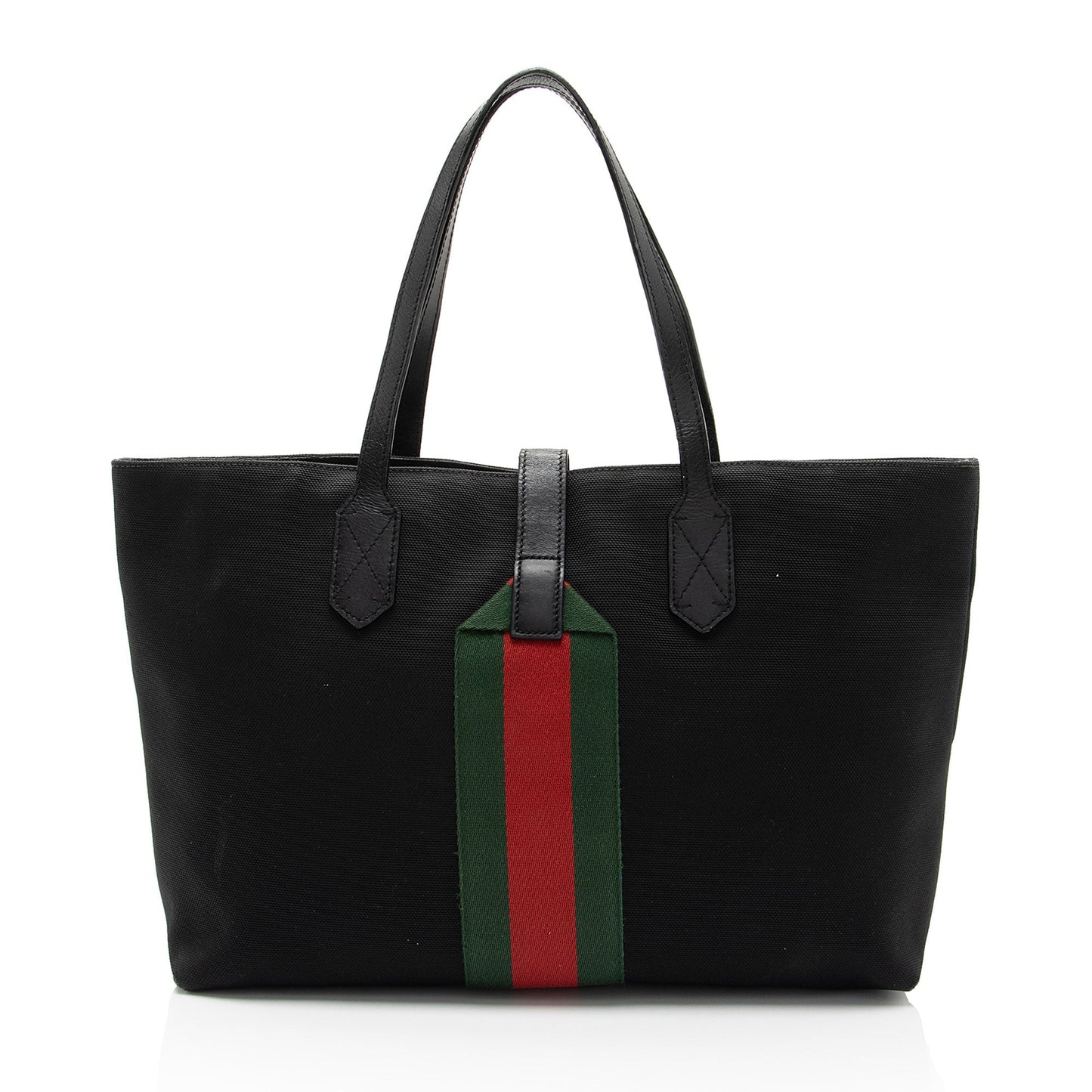 Gucci Techno Web Buckle Canvas Nylon Black Large Tote Bag