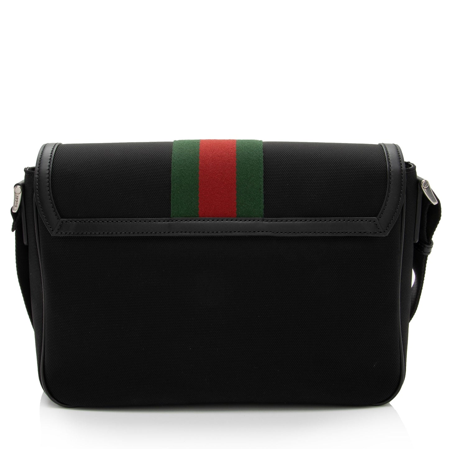 Gucci Techno Web Flap Messenger SHF-TK0IAS Leather Canvas Nylon Black Shoulder Bag