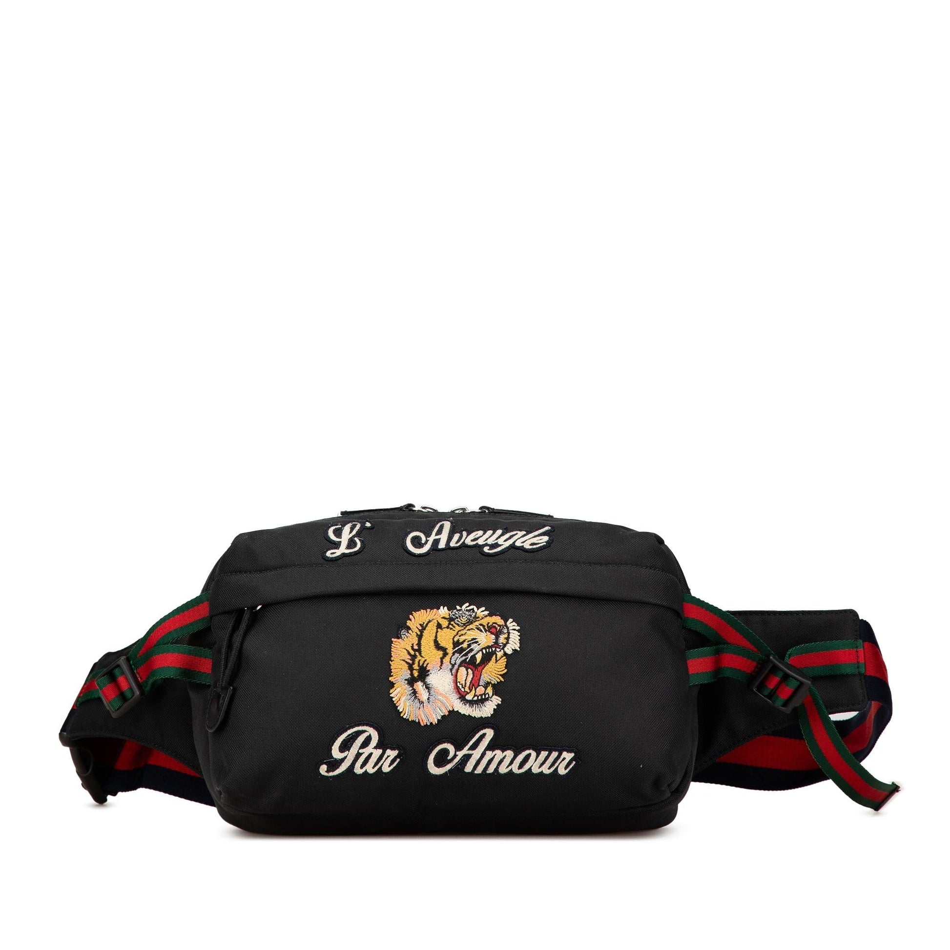 Gucci Techno Web L Aveugle Par Canvas Black Accessory Belt Bag