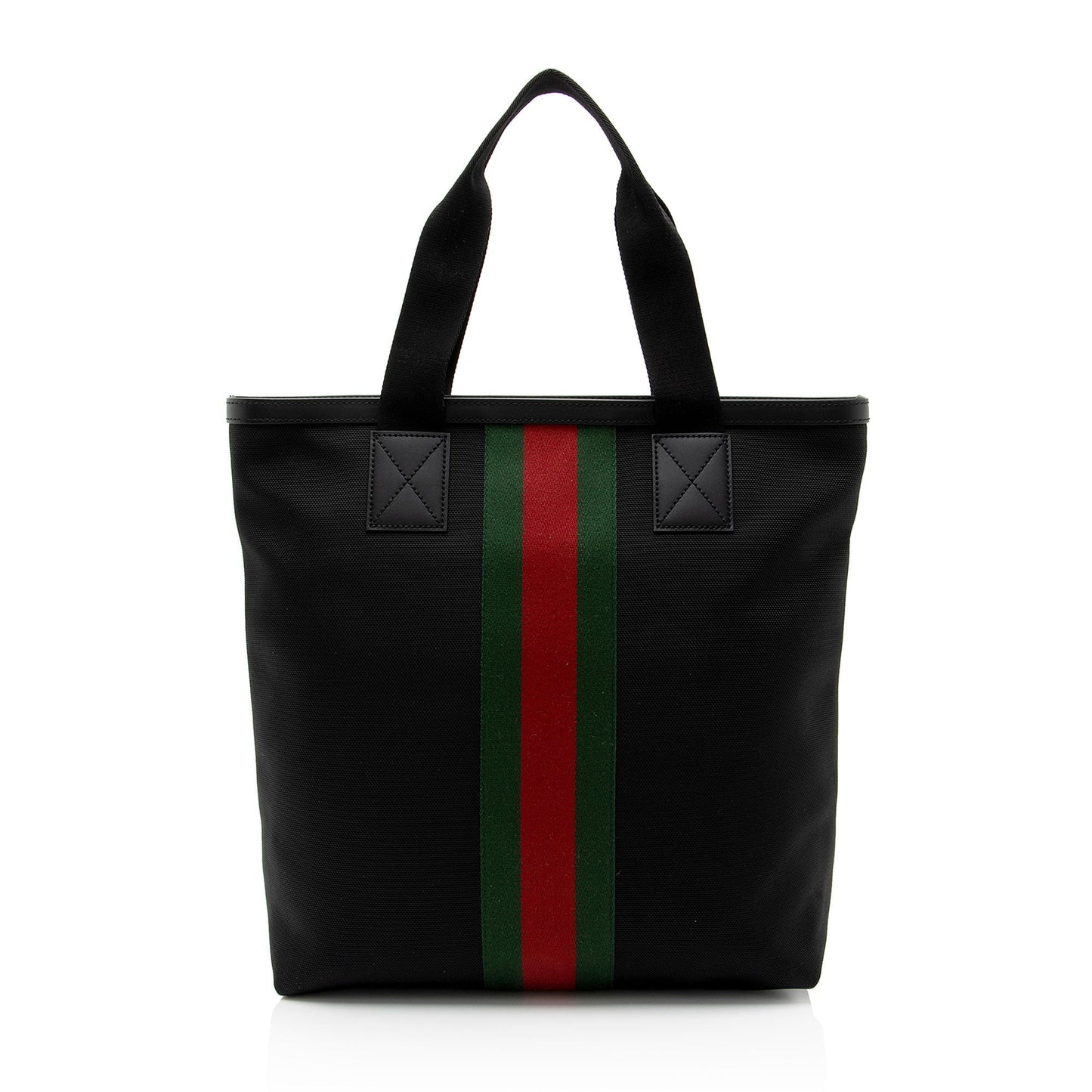 Gucci Techno Web SHF-5flfJ8 Leather Canvas Nylon Black Tote Bag