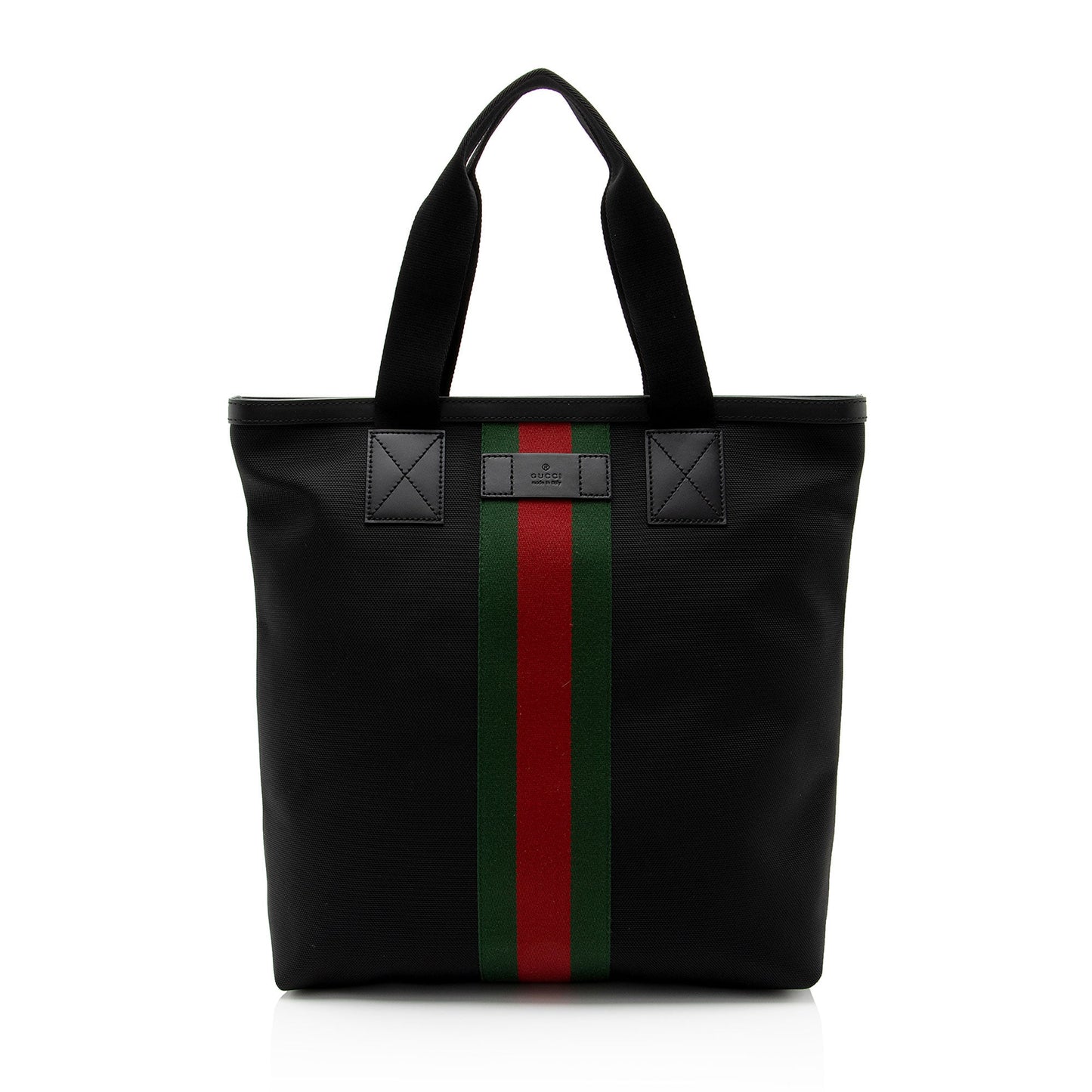 Gucci Techno Web SHF-5flfJ8 Leather Canvas Nylon Black Tote Bag
