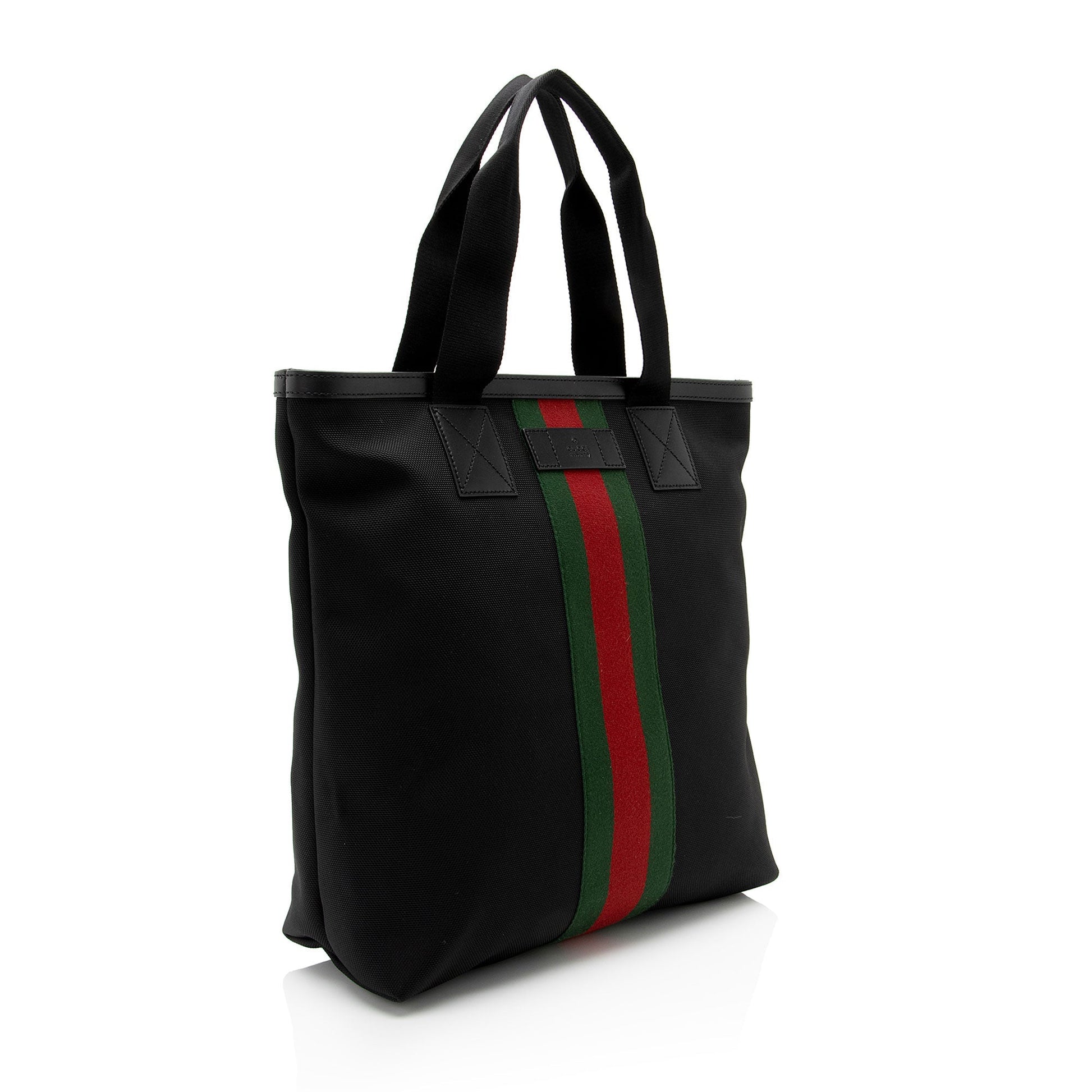 Gucci Techno Web SHF-5flfJ8 Leather Canvas Nylon Black Tote Bag