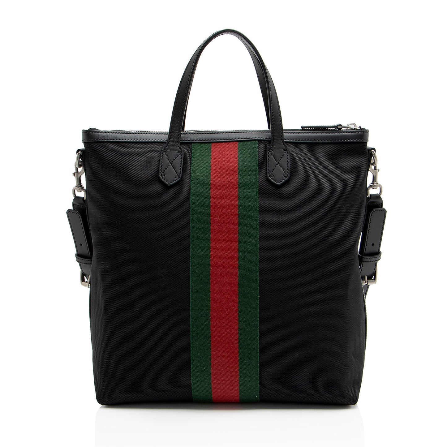 Gucci Techno Web Vertical Messenger SHF-QCAJfR Leather Canvas Nylon Black Shoulder Bag