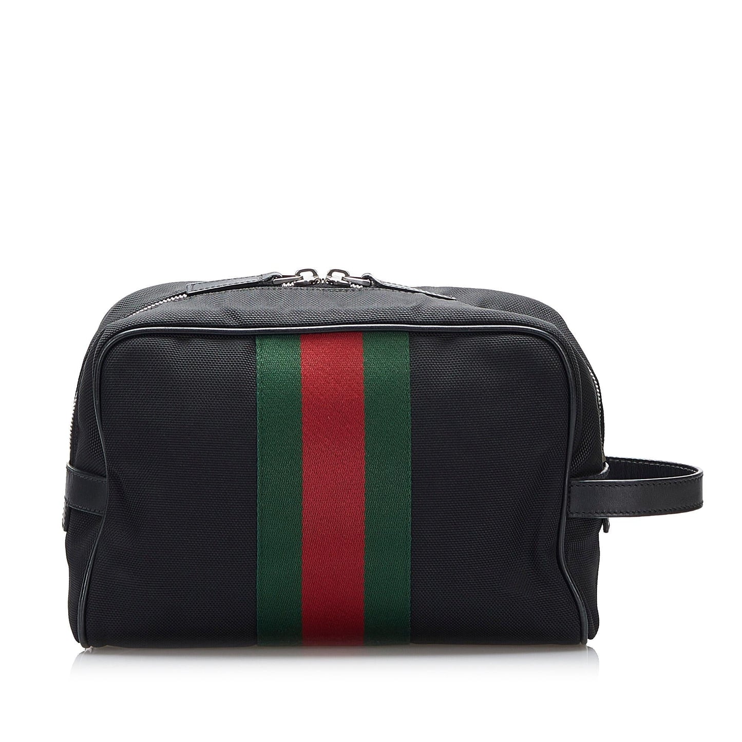 Gucci Techno Web Canvas Calf Black Clutch Bag Shg 3Zmbtf