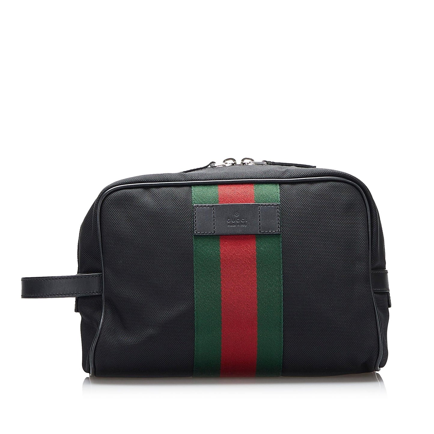 Gucci Techno Web Canvas Calf Black Clutch Bag