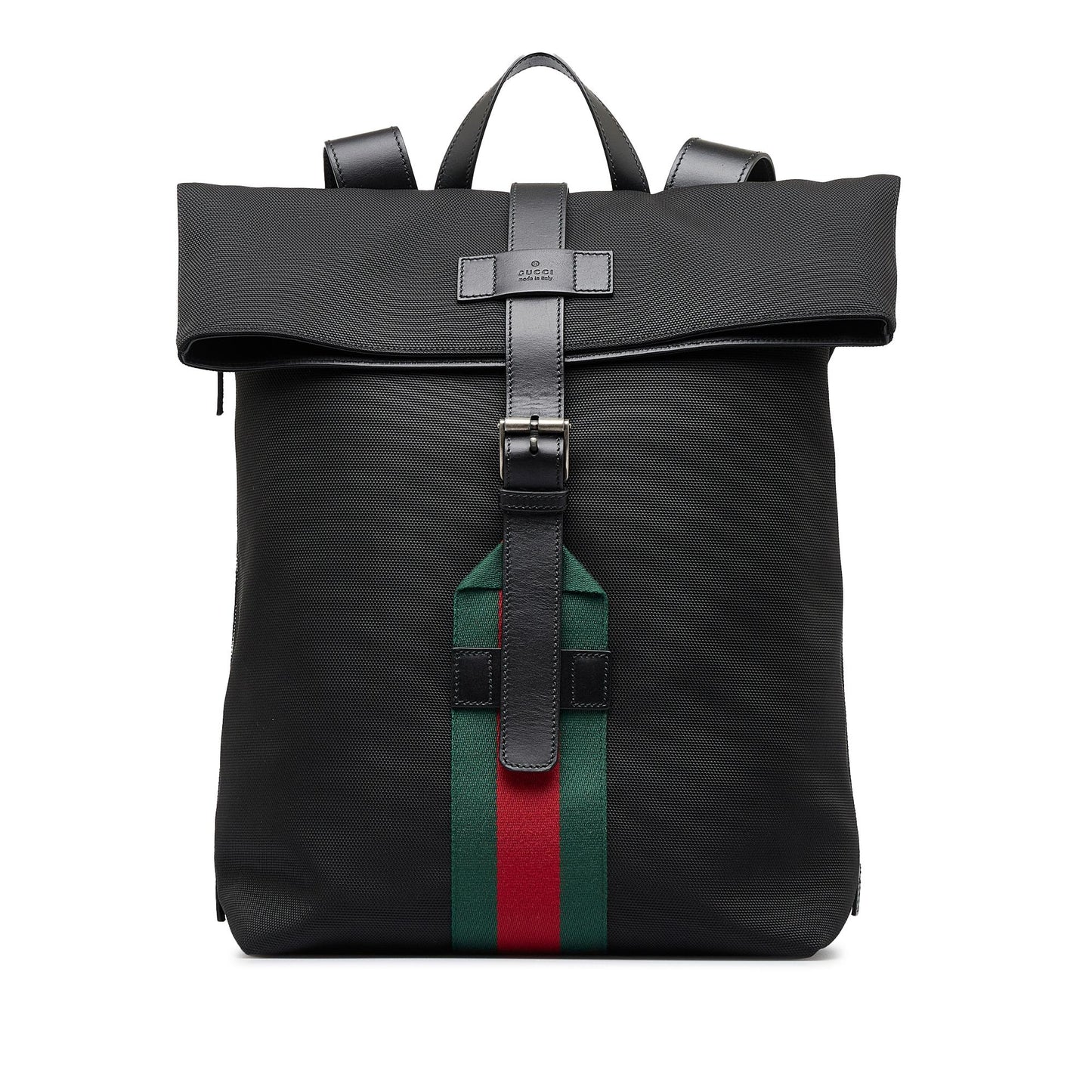 Gucci Techno Web Fold Over Backpack Canvas Black Shg U9Fhbg