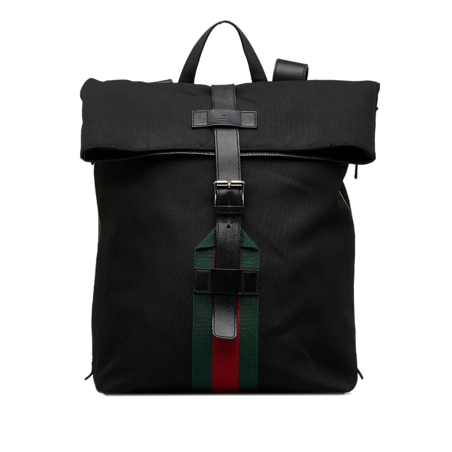 Gucci Techno Web Fold Over Backpack Canvas Black Shg Mlgr7B