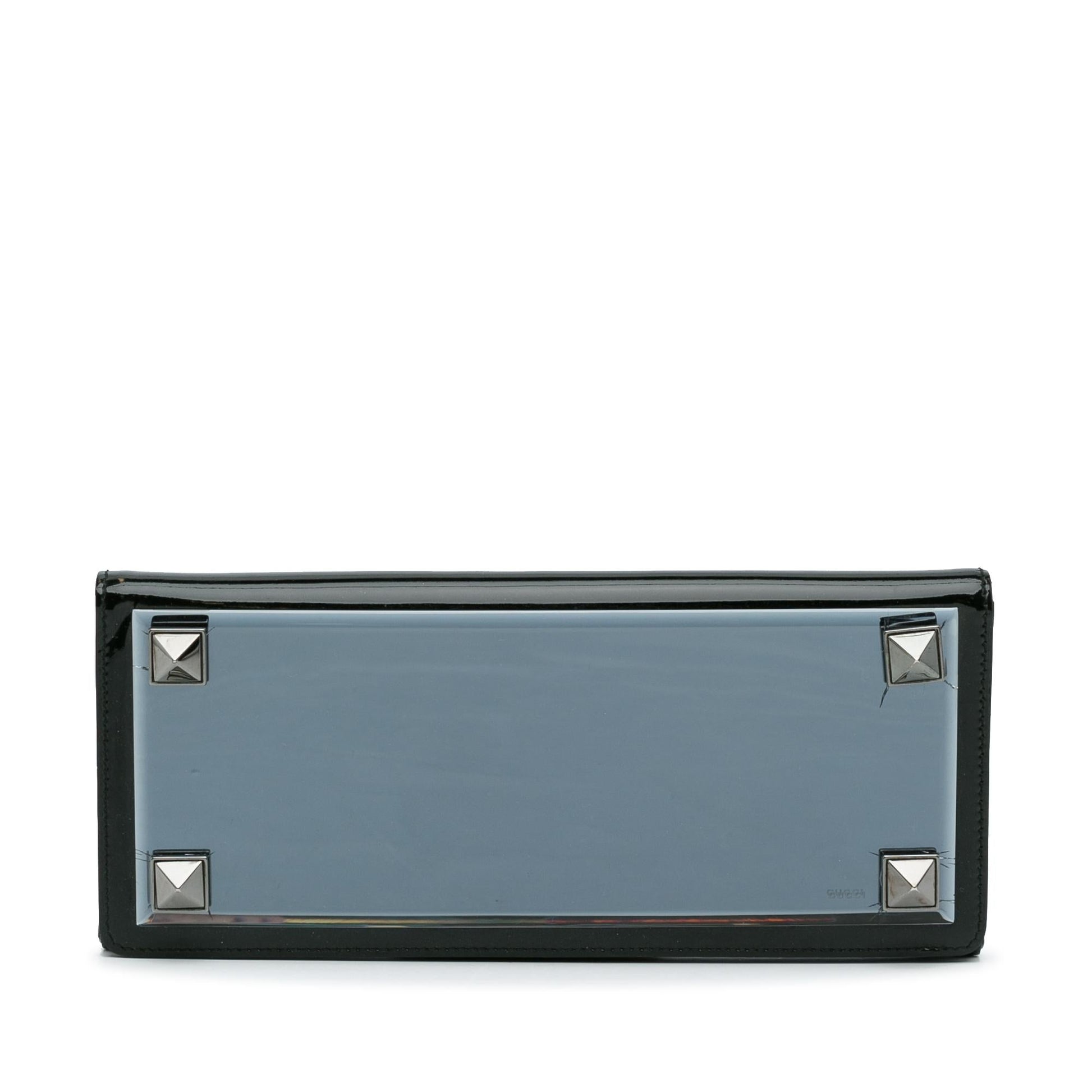Gucci Tempered Glass Broadway Leather Patent Black Clutch Bag Clutch 1
