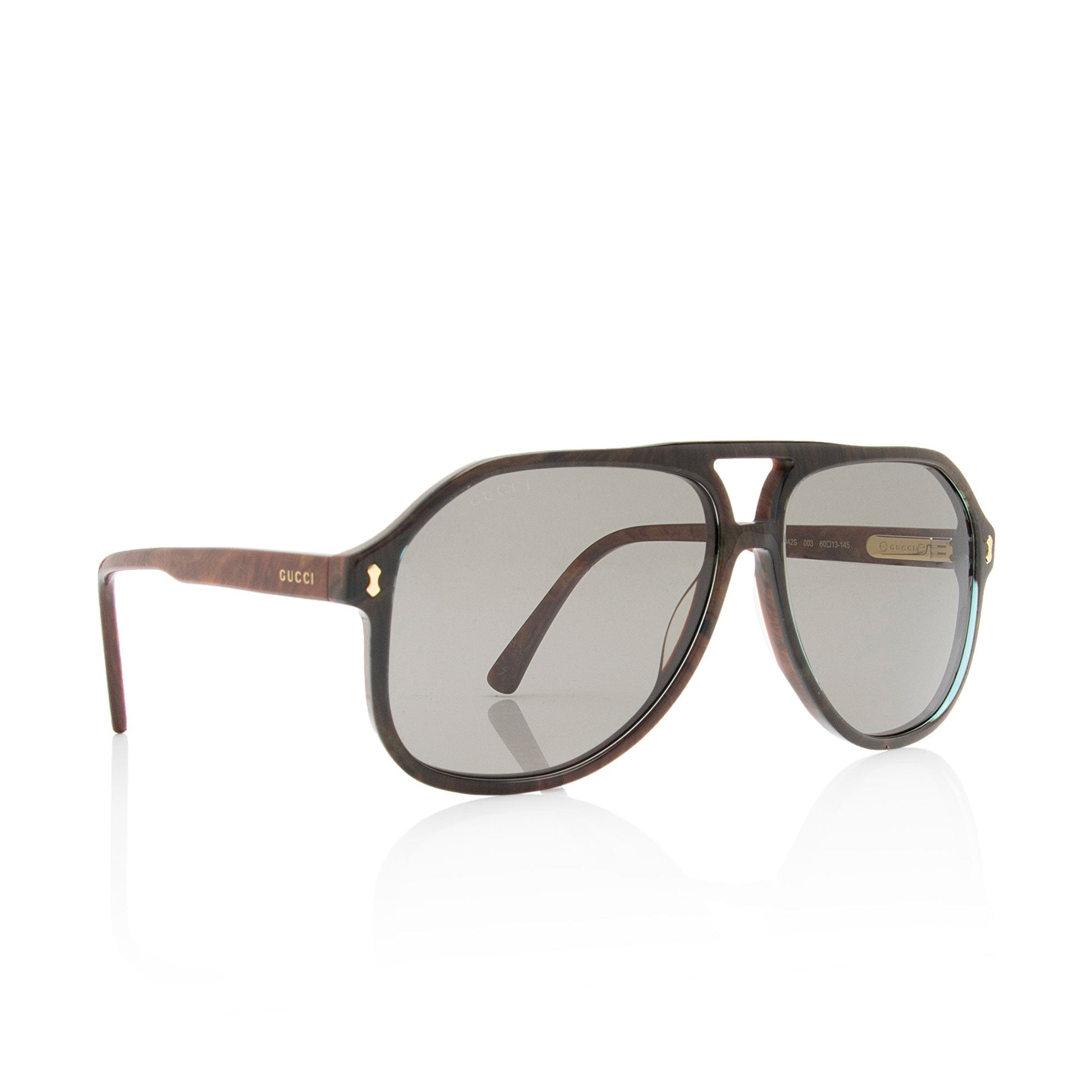 Gucci Oversize Aviator Sunglasses SHF-rZcNxr Black Brown Accessory