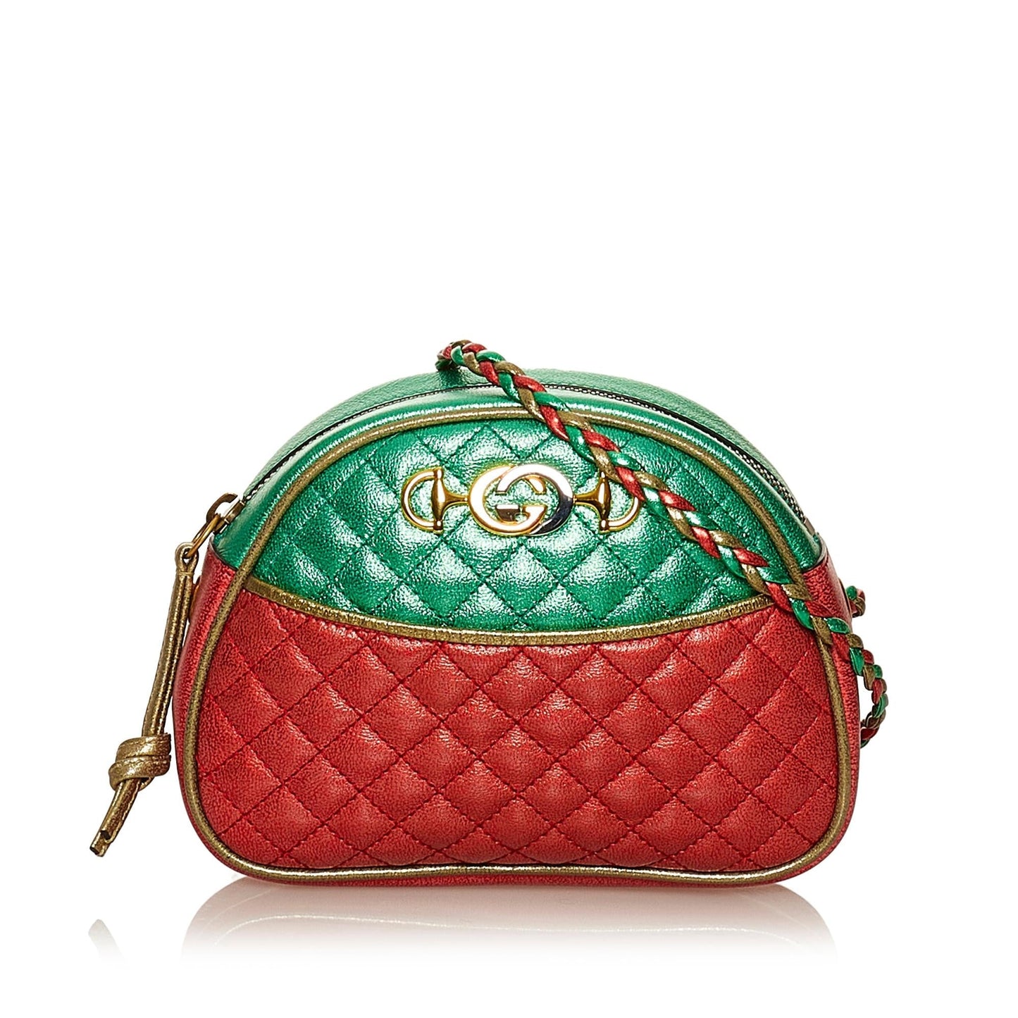 Gucci Trapuntata SHG Leather Calf Red Green Crossbody Bag