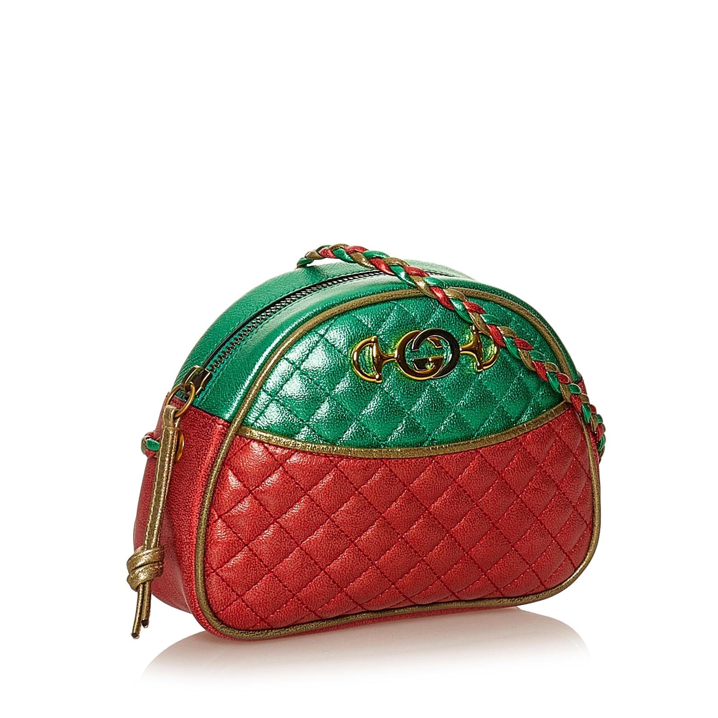 Gucci Trapuntata SHG Leather Calf Red Green Crossbody Bag