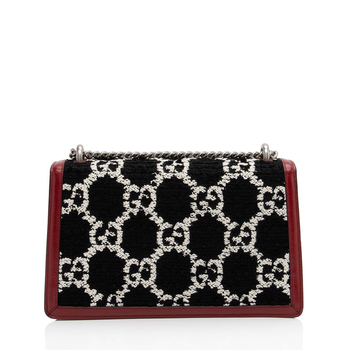 Gucci GG Tweed Dionysus Leather Black Red Small Shoulder Bag