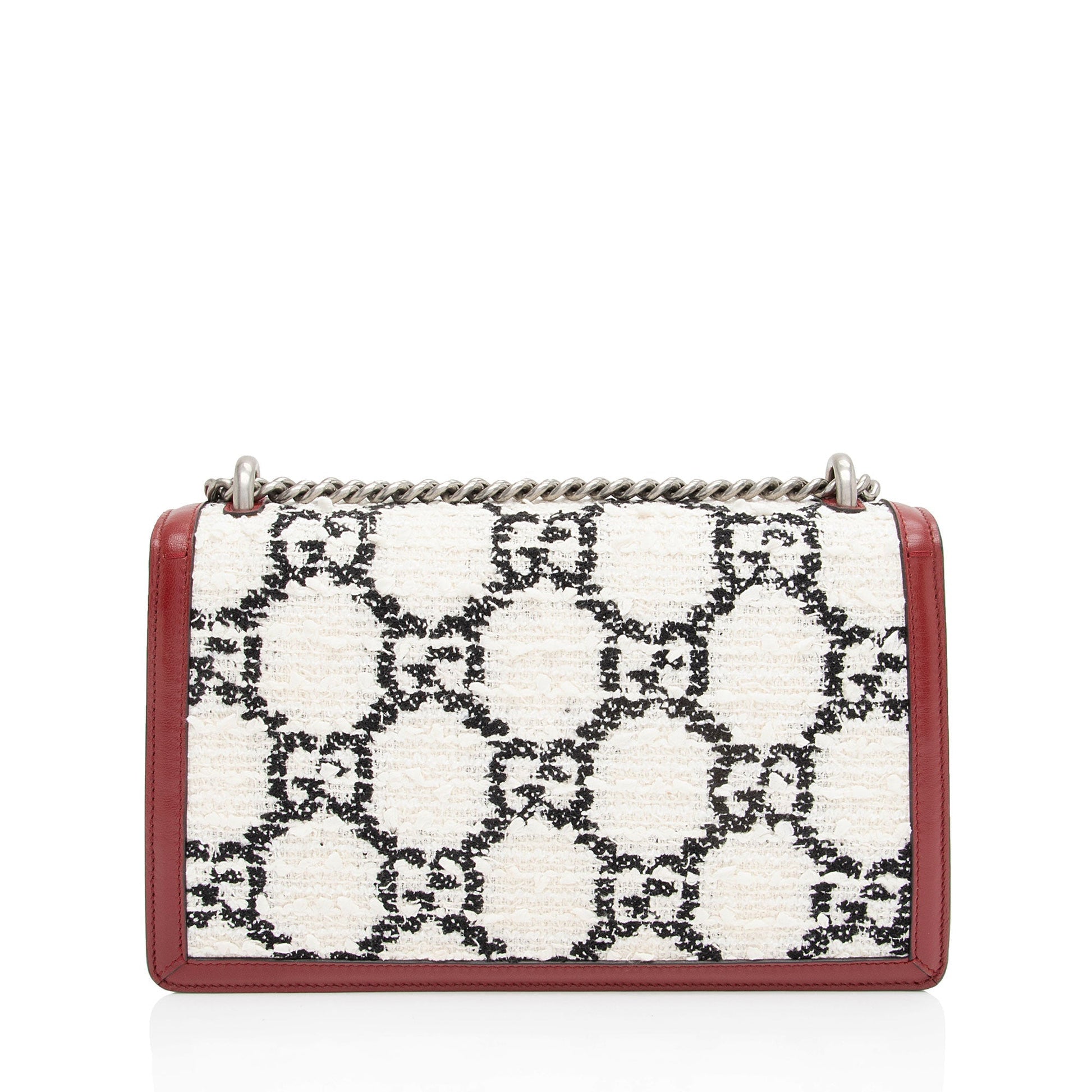 Gucci Tweed Dionysus SHF-O91qbW Leather White Red Small Shoulder Bag