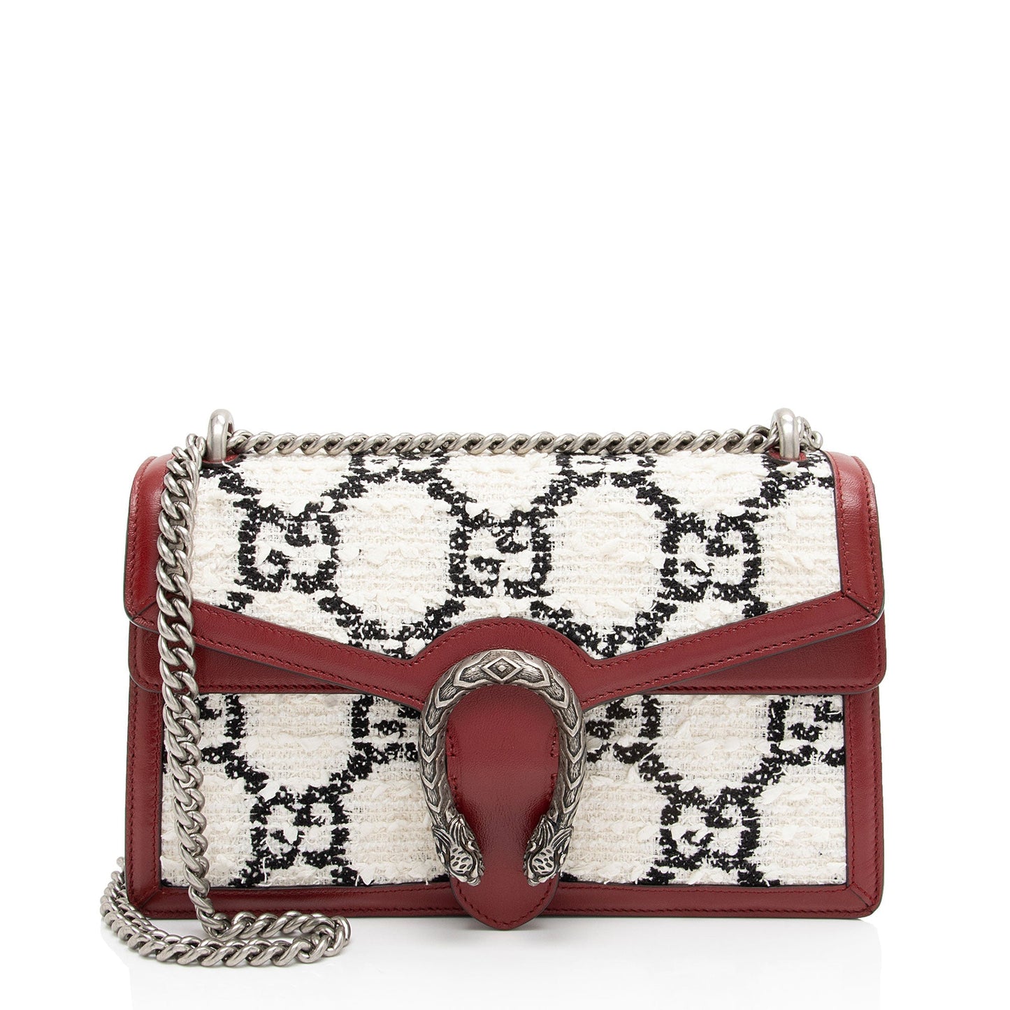 Gucci Tweed Dionysus SHF-O91qbW Leather White Red Small Shoulder Bag
