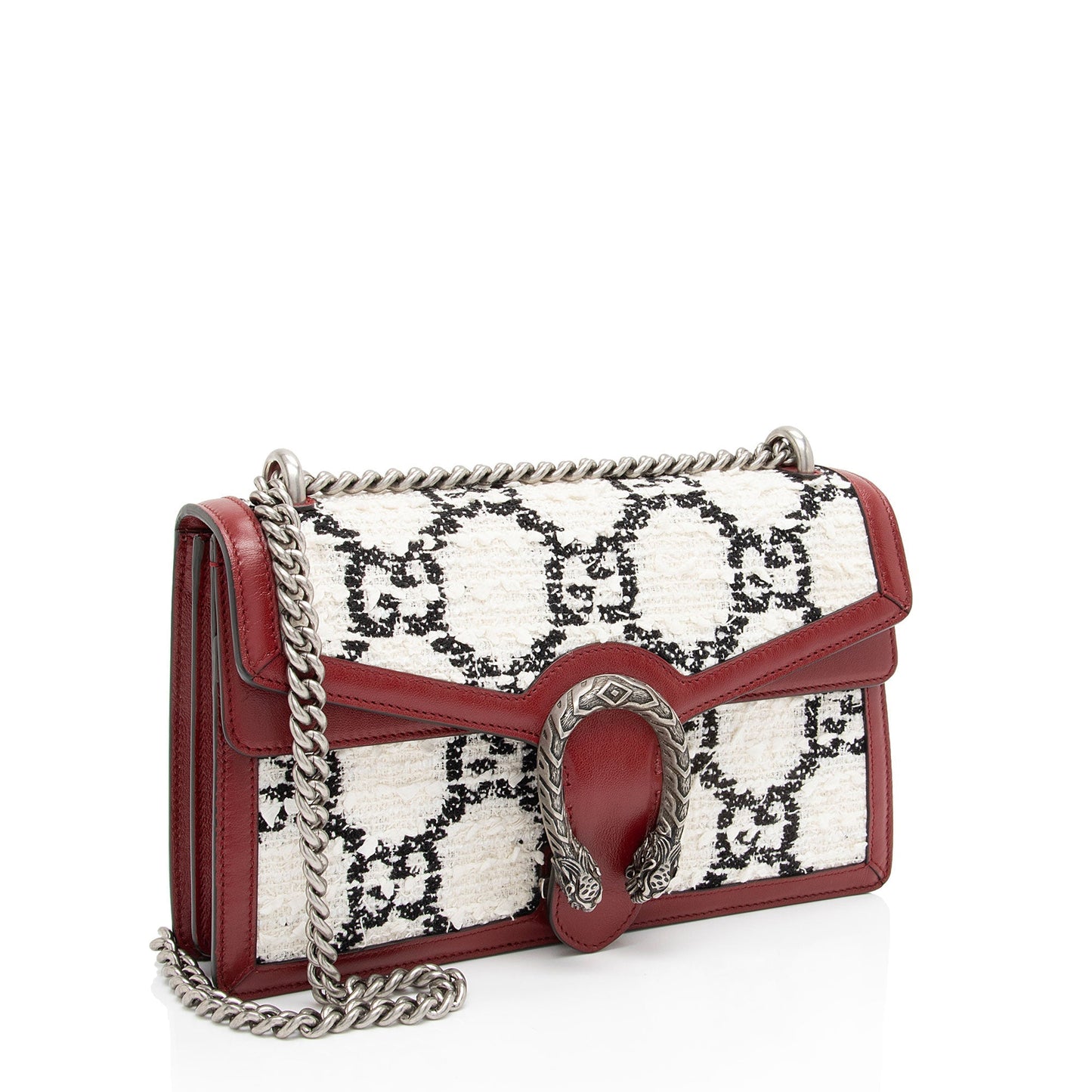 Gucci Tweed Dionysus SHF-O91qbW Leather White Red Small Shoulder Bag
