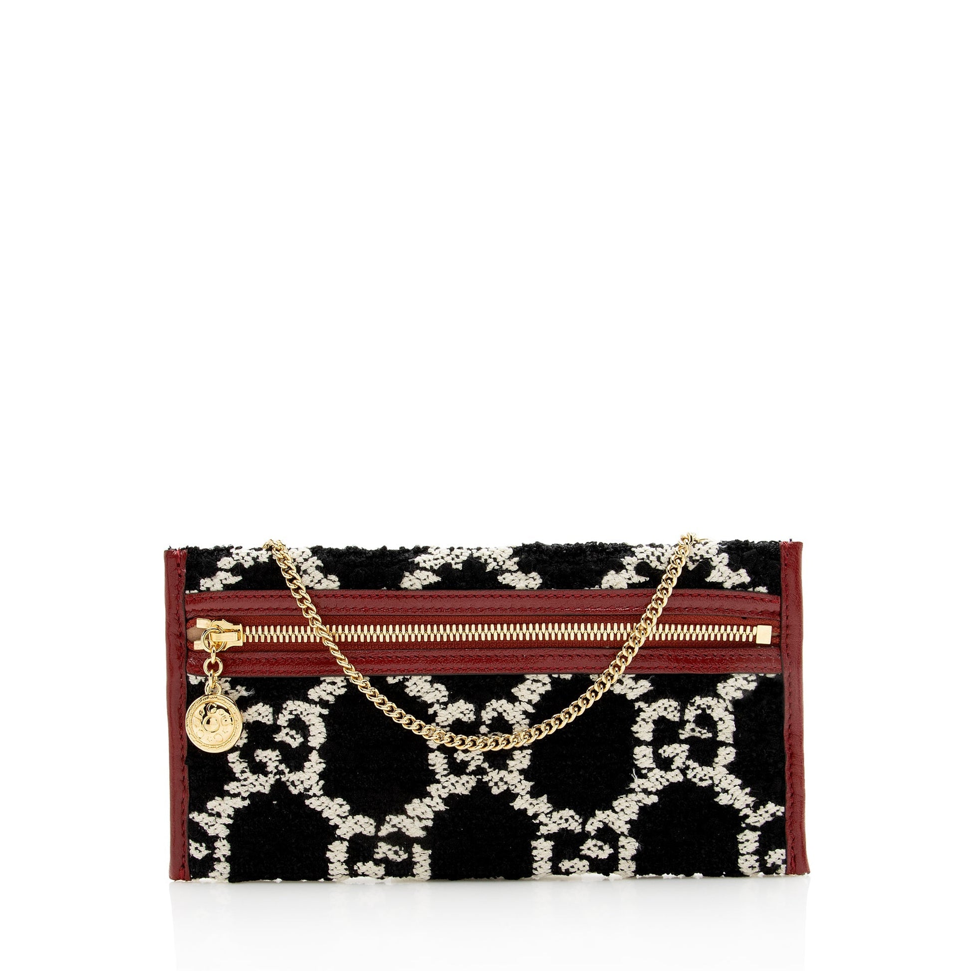Gucci Tweed Pochette SHF Leather Blue Red Clutch Bag